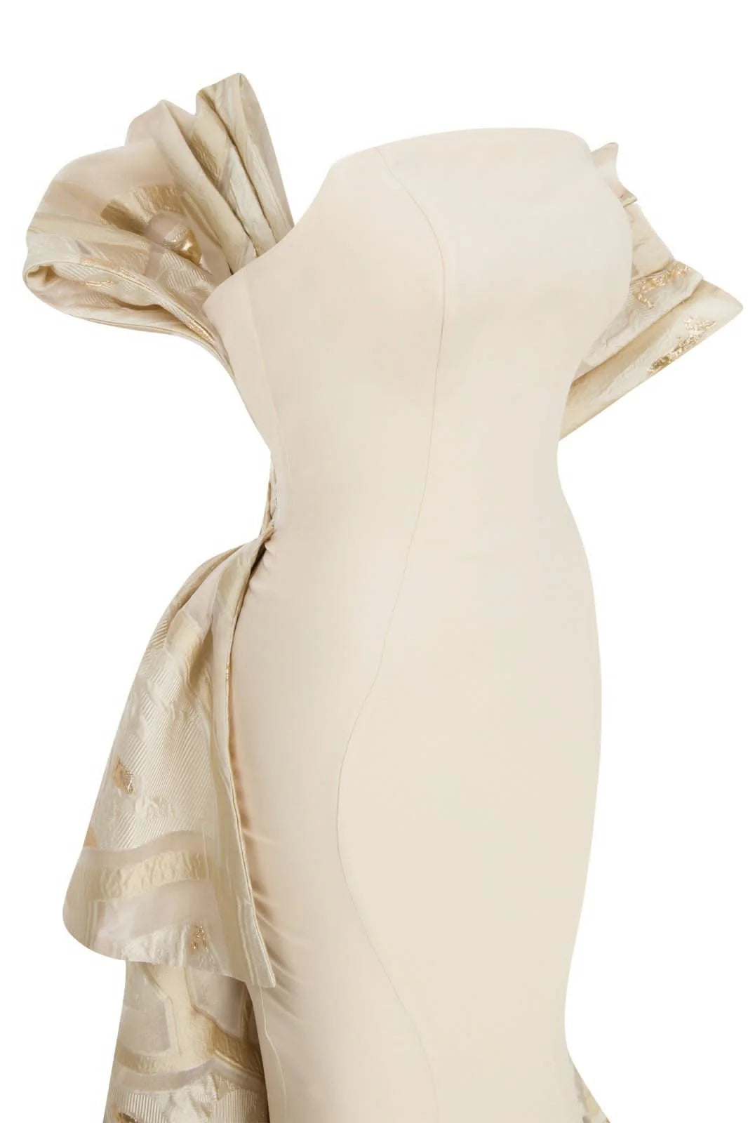Nour Fathallah N0395 - Strapless Crepe & Jacquard Organza Gown with Corset