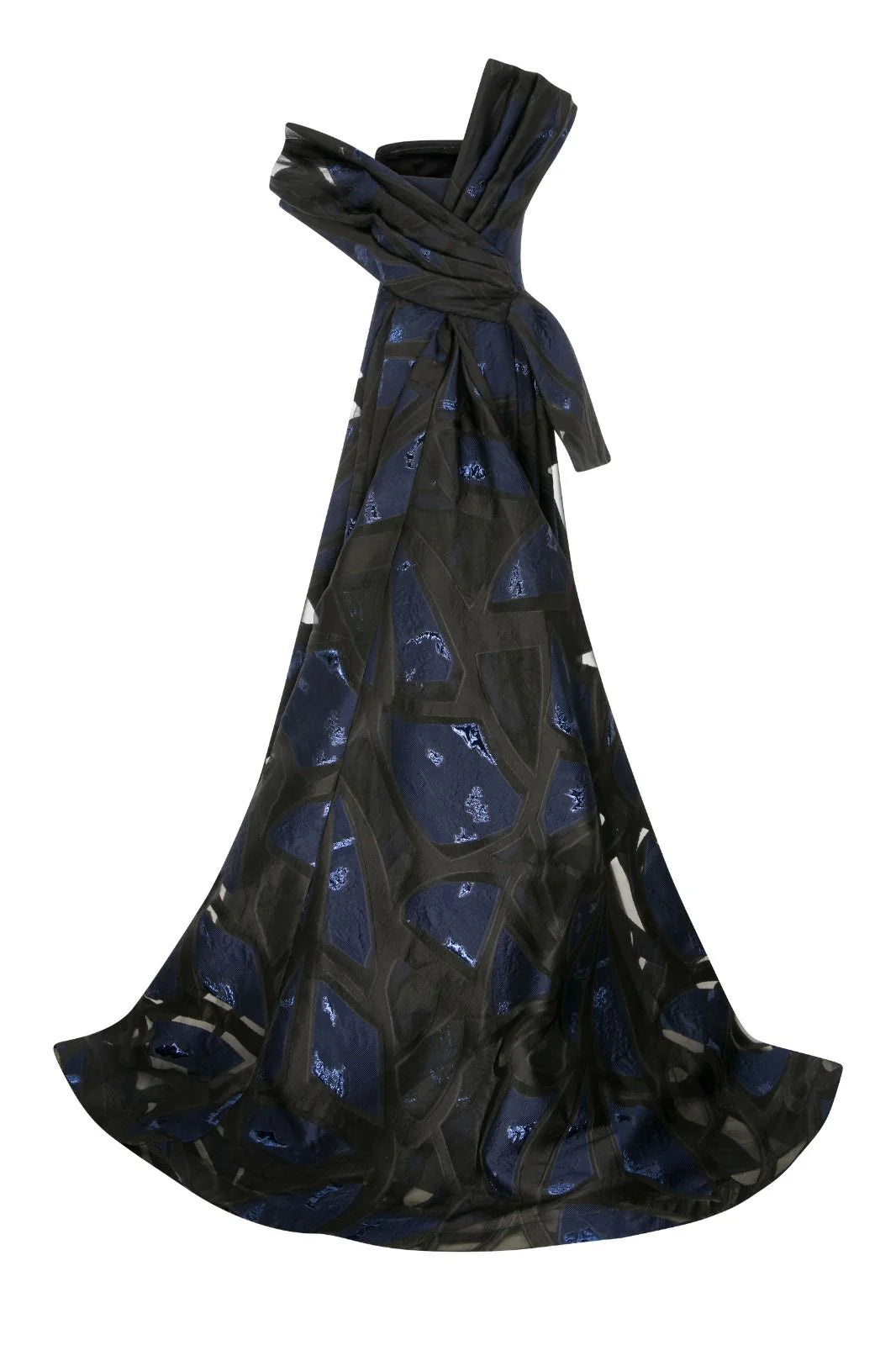 Nour Fathallah N0395 - Strapless Crepe & Jacquard Organza Gown with Corset