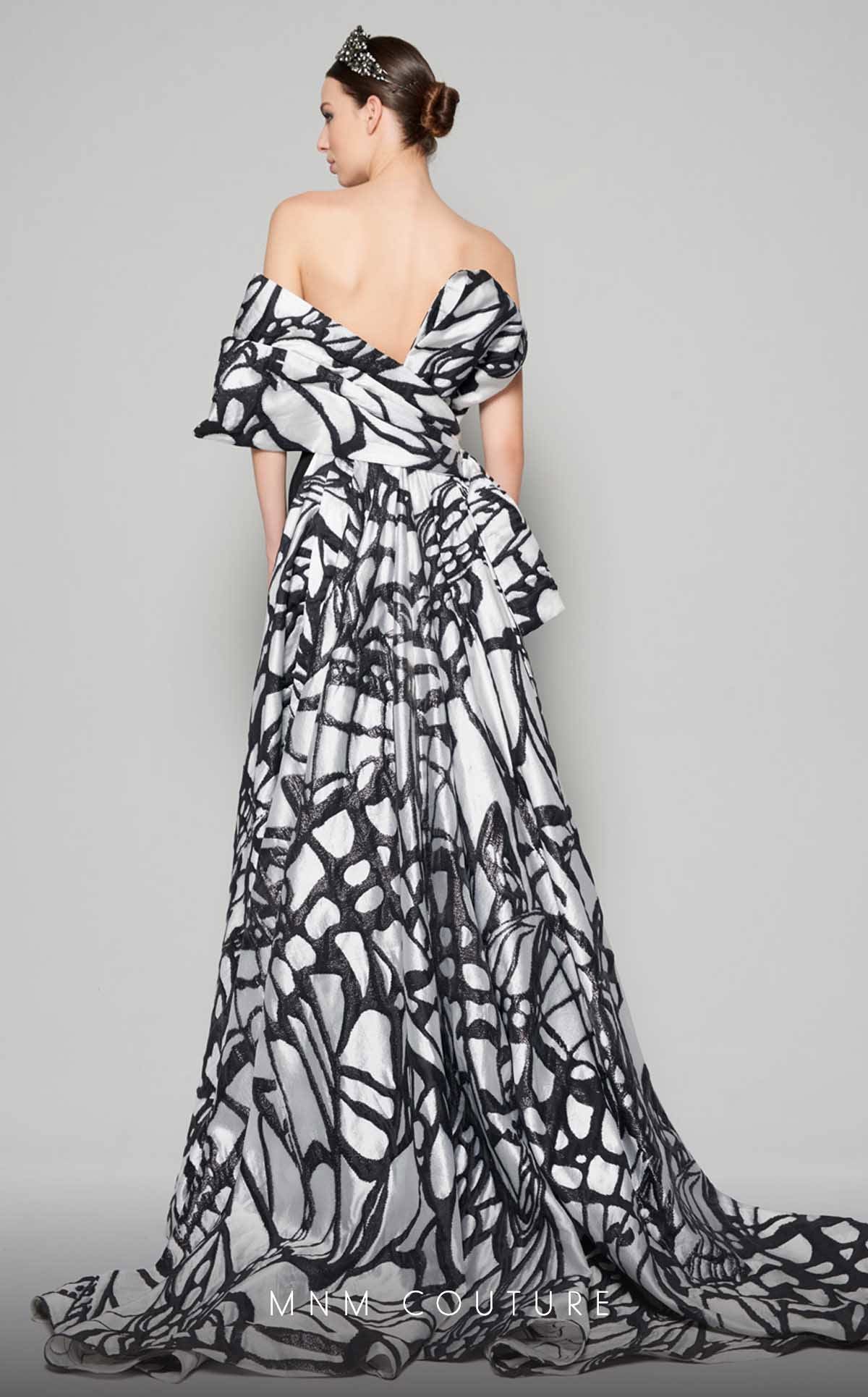 Nour Fathallah N0395 - Strapless Crepe & Jacquard Organza Gown with Corset