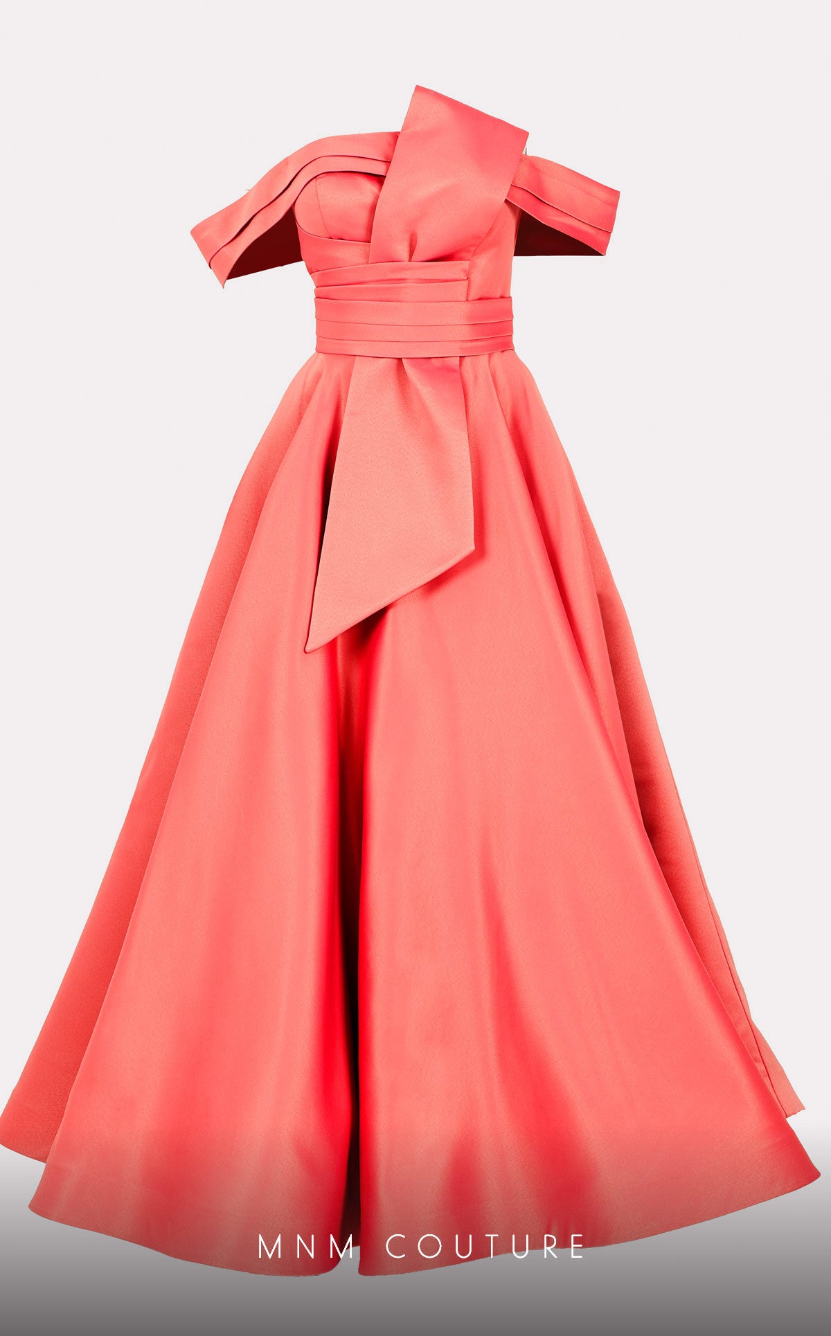 Nour Fathallah N0511 - Sophisticated Mikado A-Line Midi Dress with Ruched Details