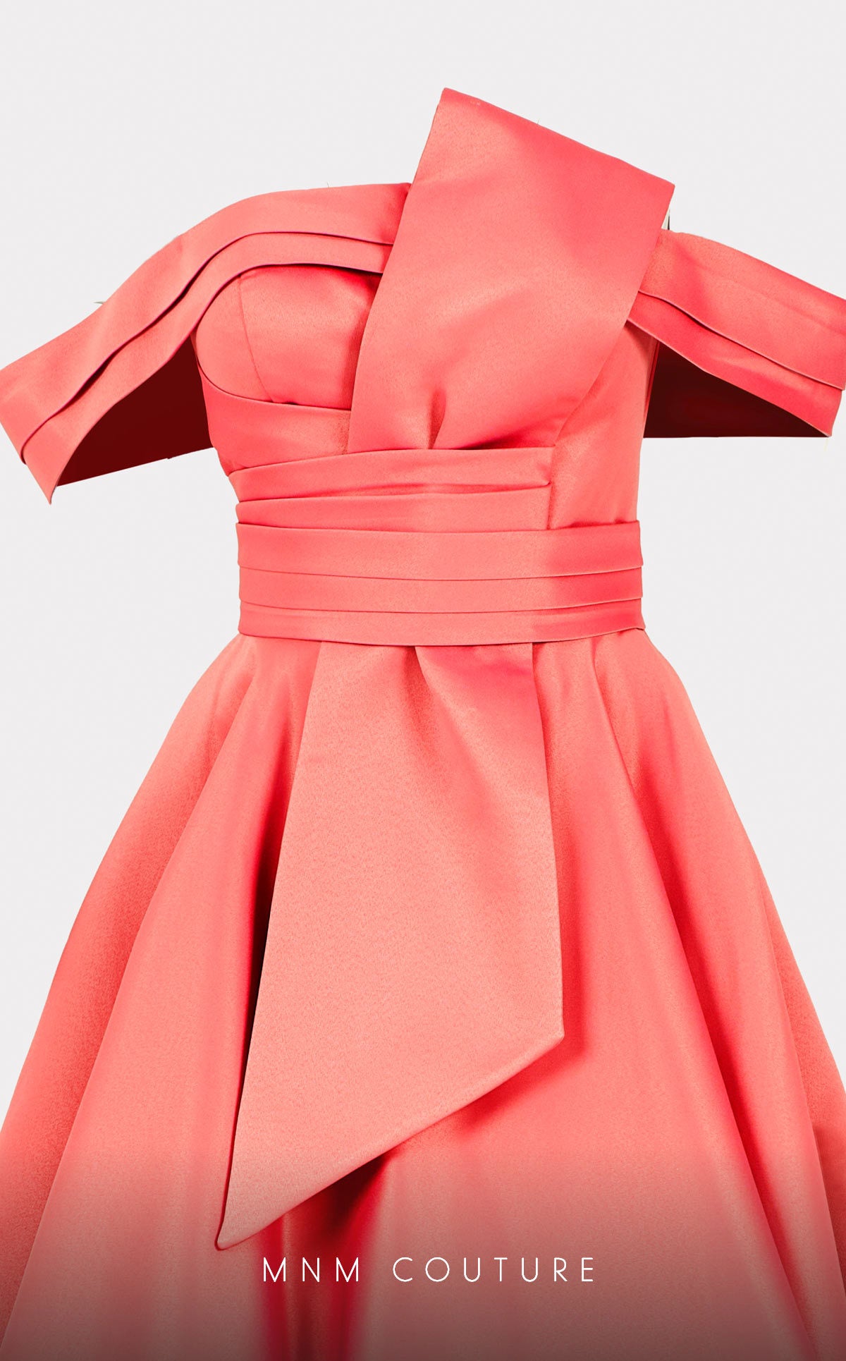 Nour Fathallah N0511 - Sophisticated Mikado A-Line Midi Dress with Ruched Details