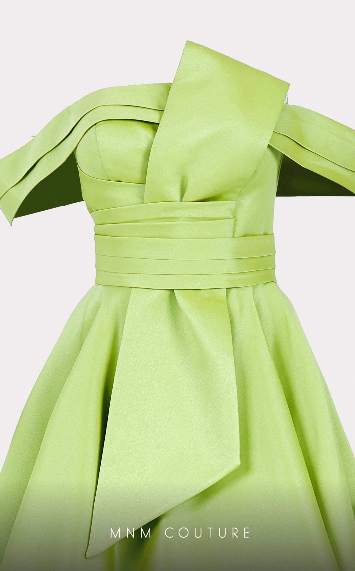 Nour Fathallah N0511 - Sophisticated Mikado A-Line Midi Dress with Ruched Details