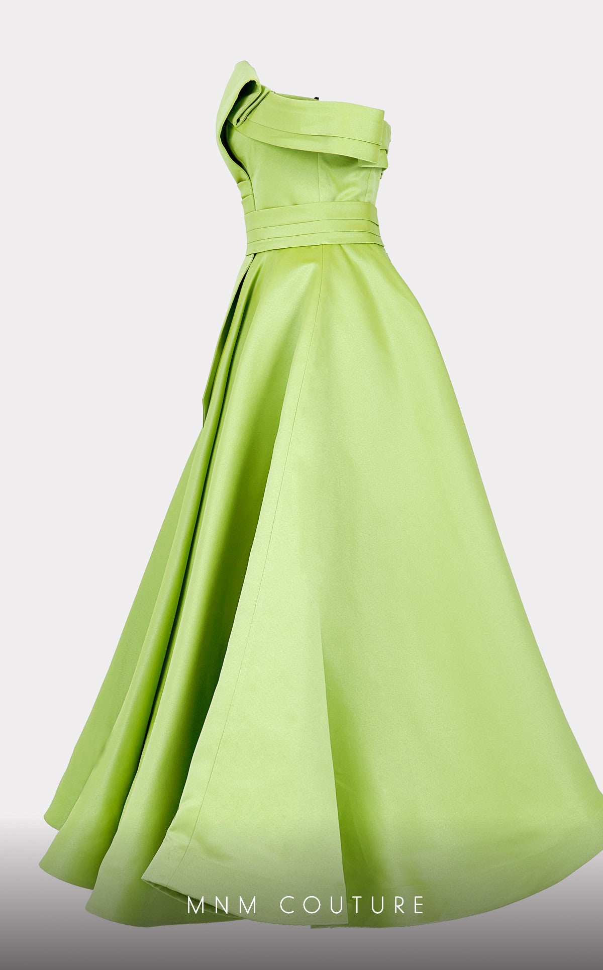 Nour Fathallah N0511 - Sophisticated Mikado A-Line Midi Dress with Ruched Details