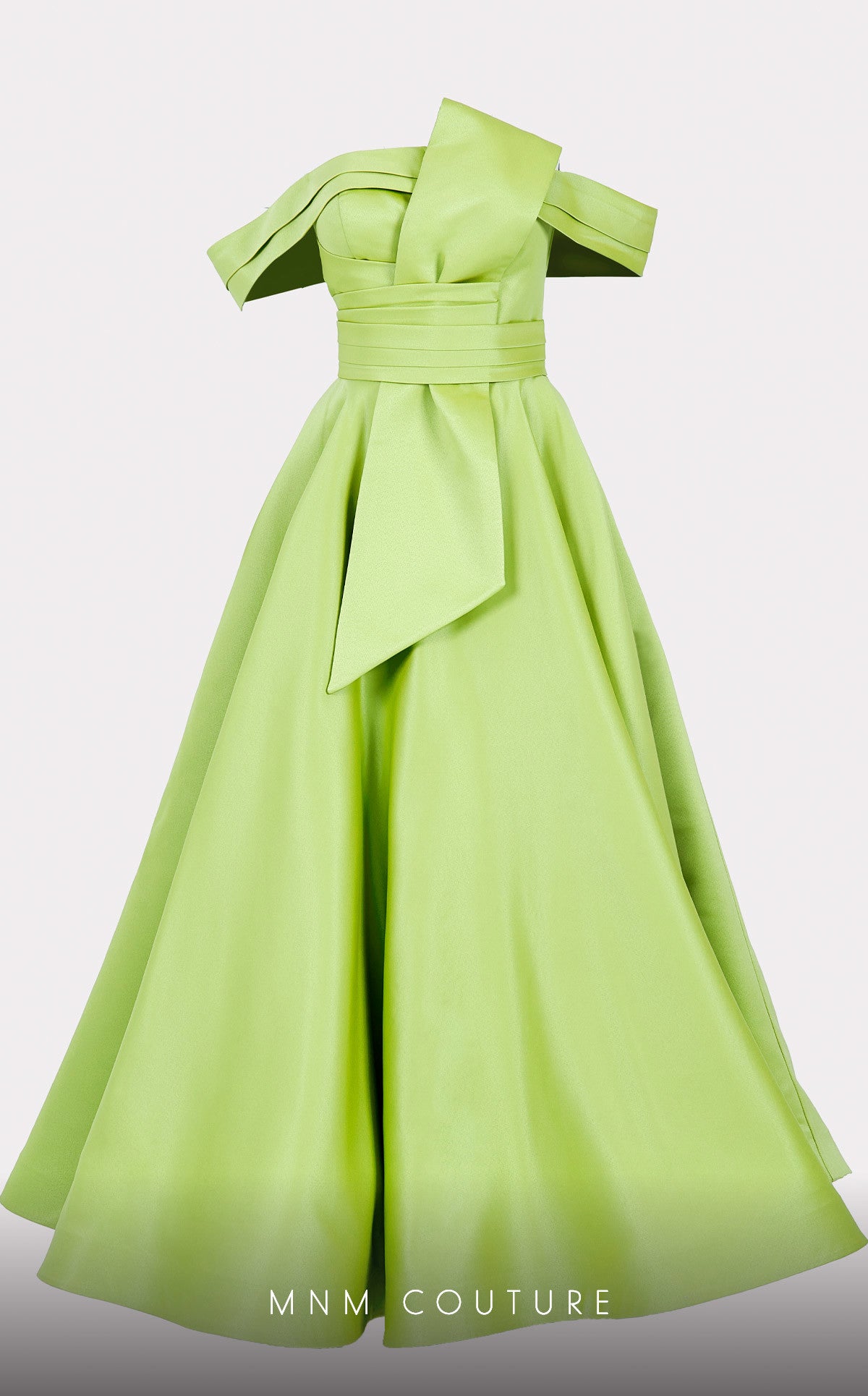 Nour Fathallah N0511 - Sophisticated Mikado A-Line Midi Dress with Ruched Details