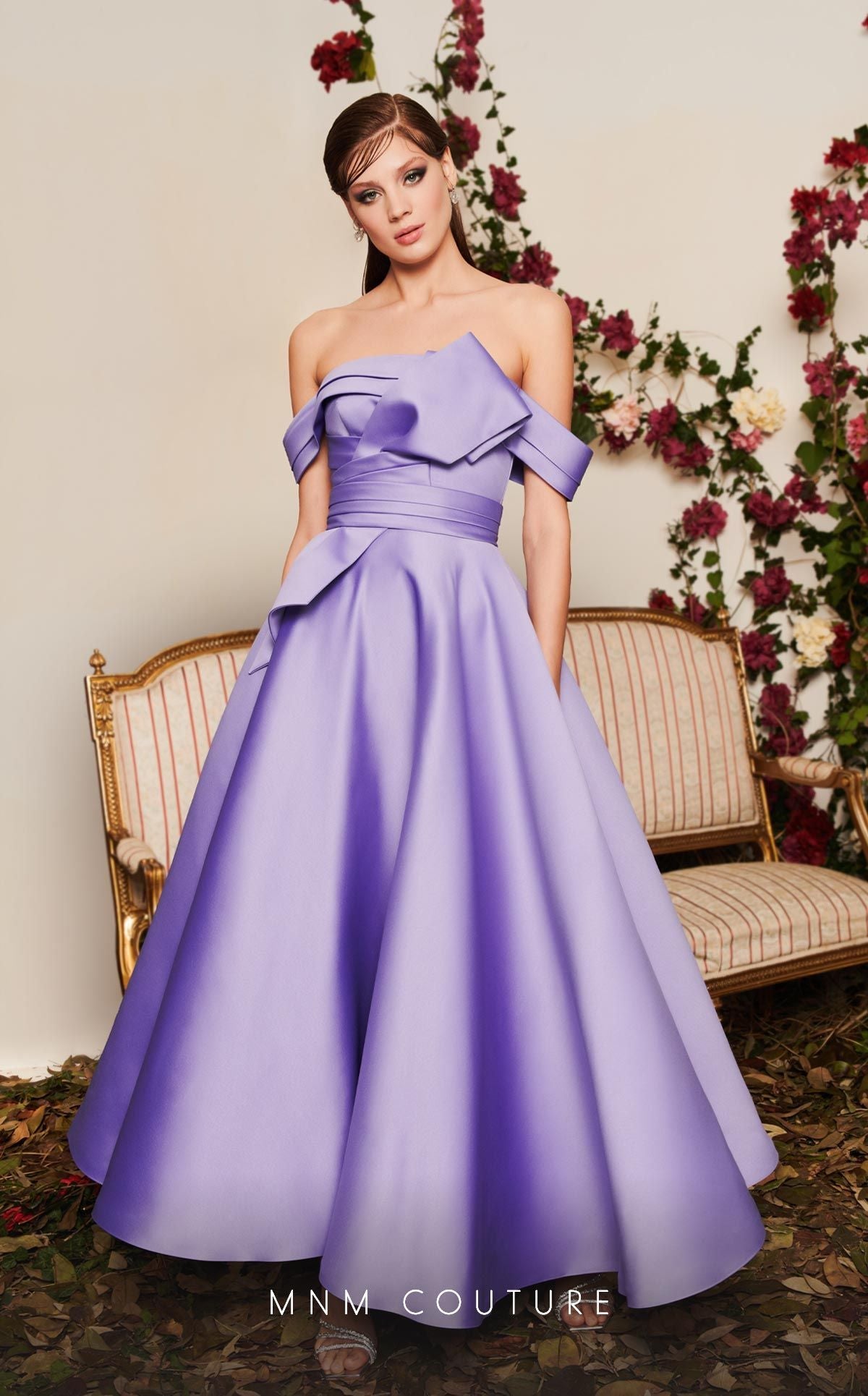 Nour Fathallah N0511 - Sophisticated Mikado A-Line Midi Dress with Ruched Details