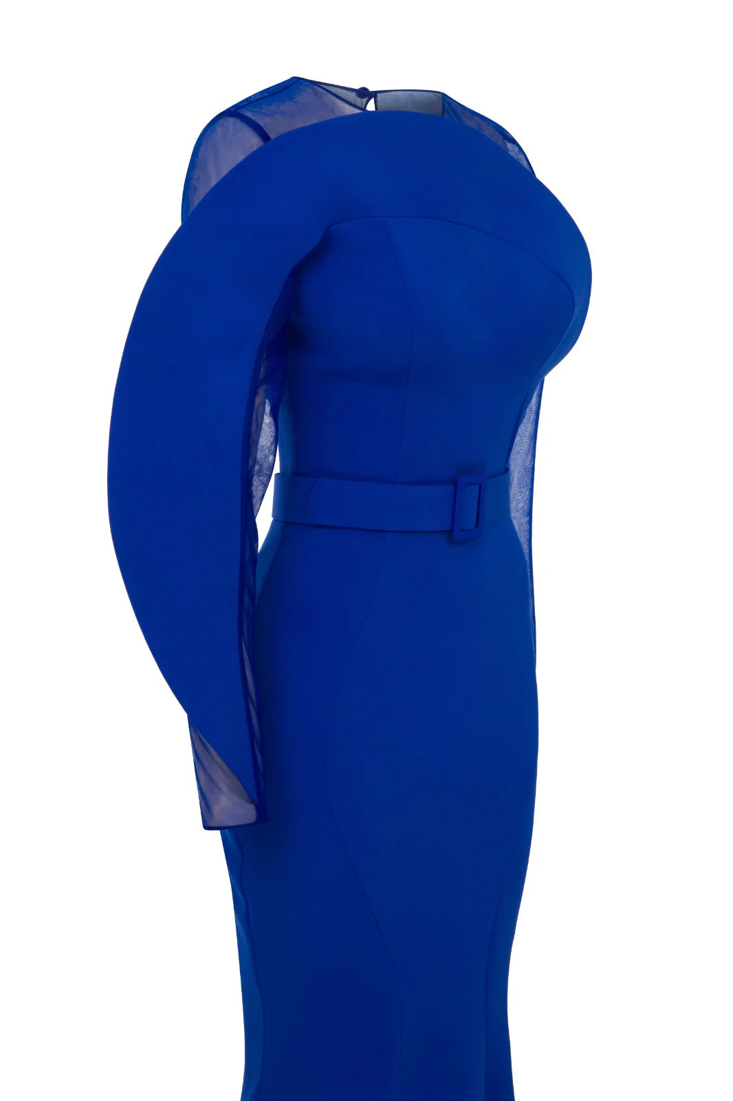 Nour Fathallah N0613 - Crepe Mermaid Gown with Illusion Round Neck