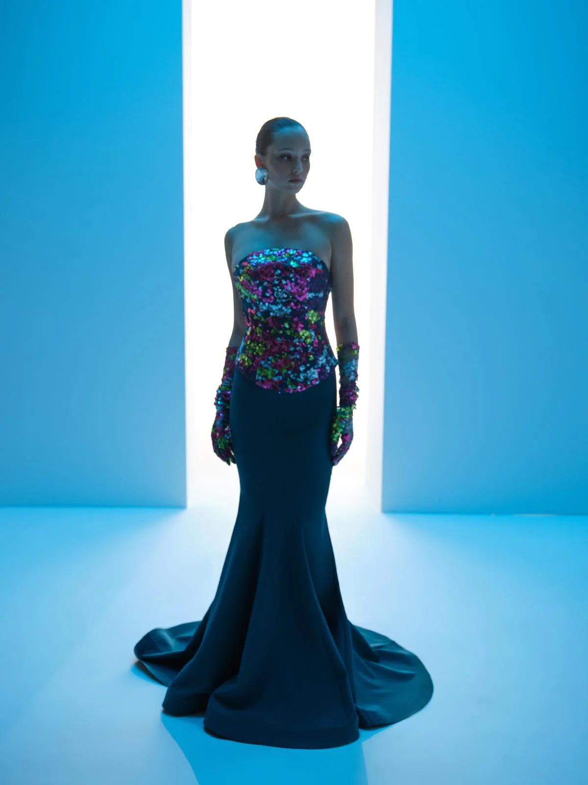 Nour Fathallah N0616 - Strapless Embroidered Mermaid Gown with Corset