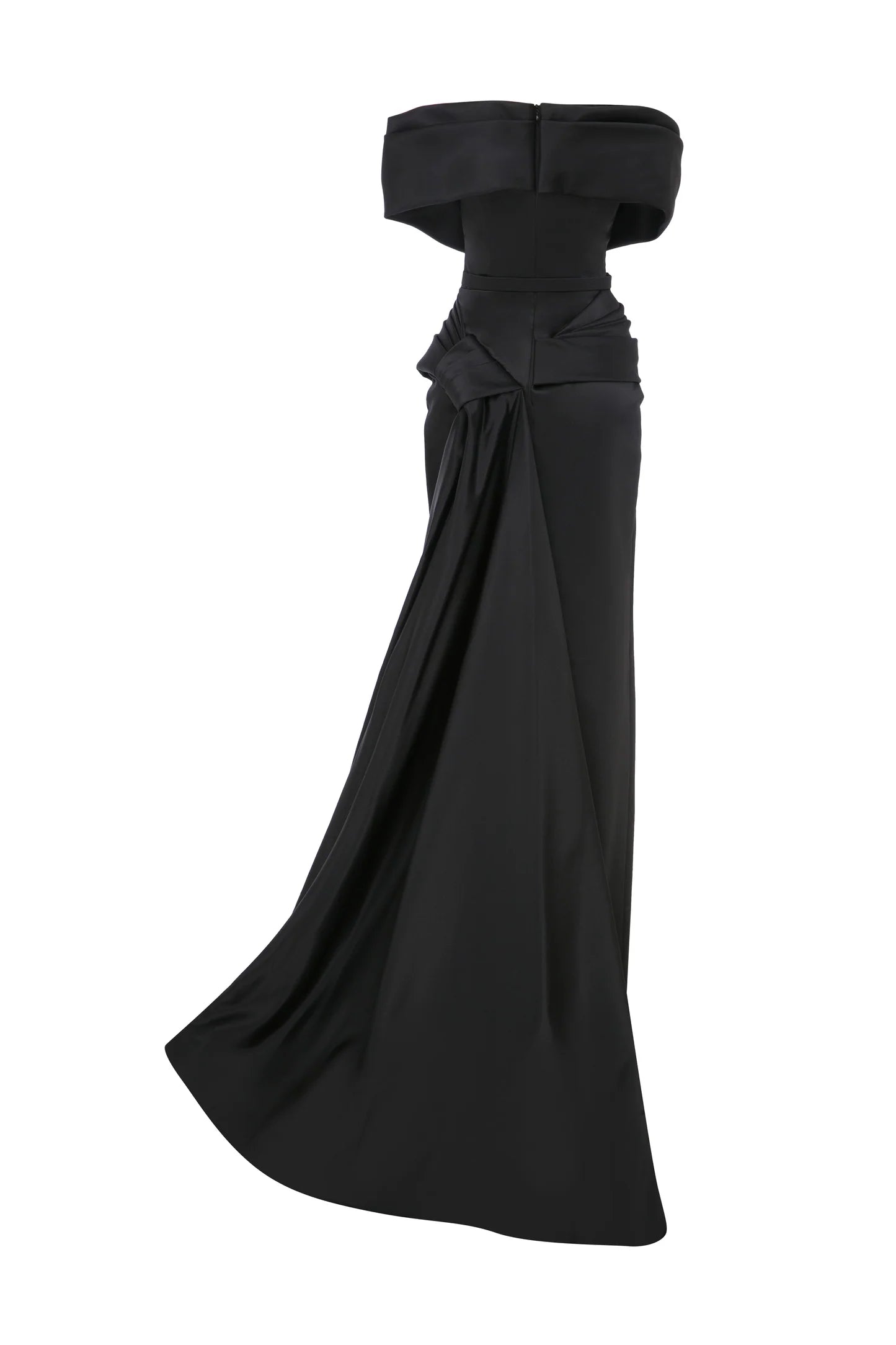 Nour Fathallah N0617 - Strapless Matt Satin & Payet Gown with Tail
