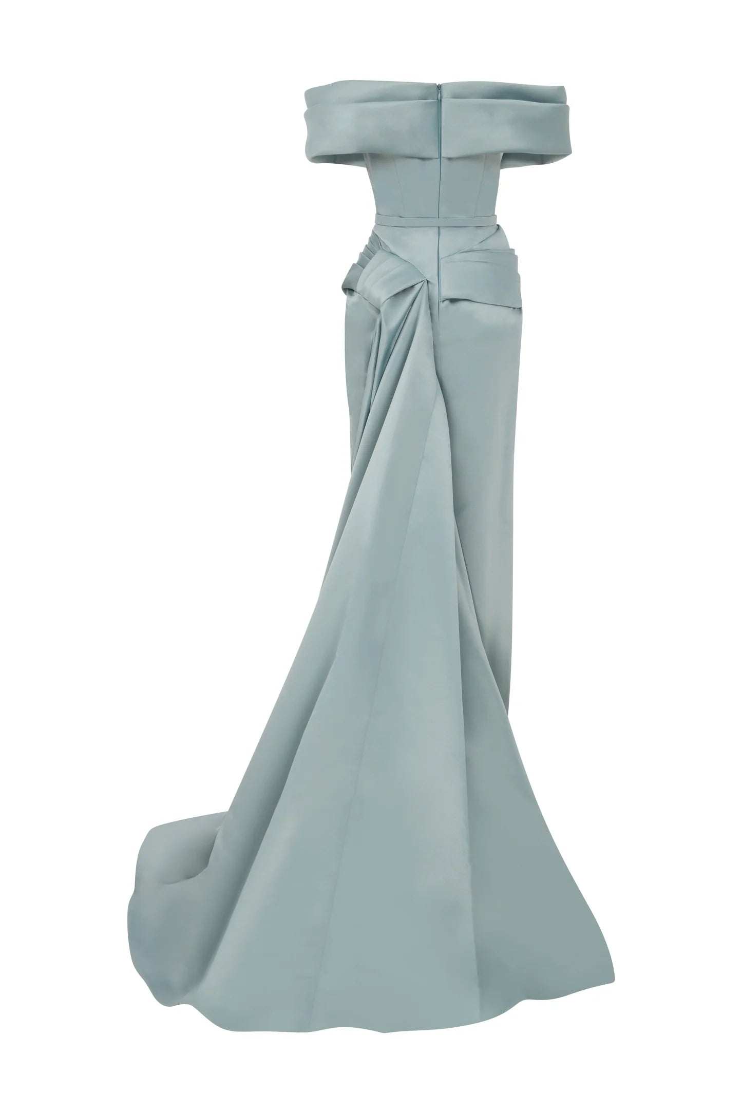Nour Fathallah N0617 - Strapless Matt Satin & Payet Gown with Tail