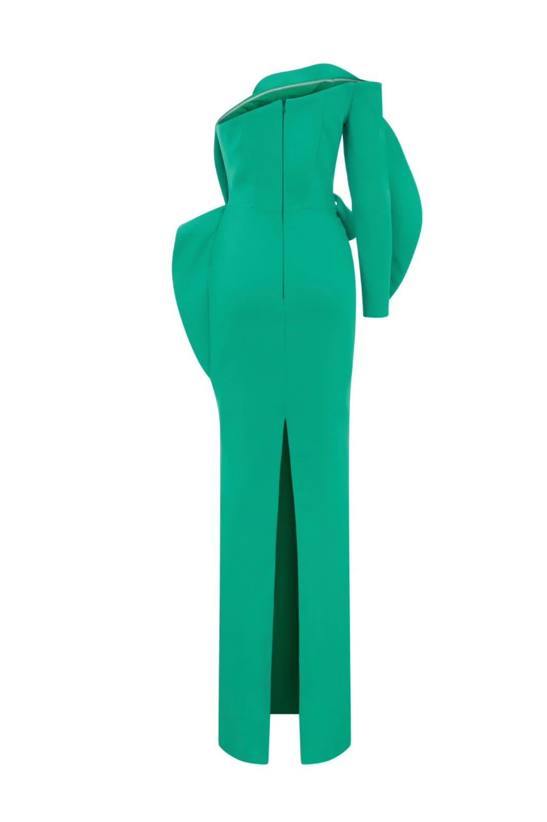 Nour Fathallah N0618 - Strapless Crepe Gown with Single Off-Shoulder Sleeve