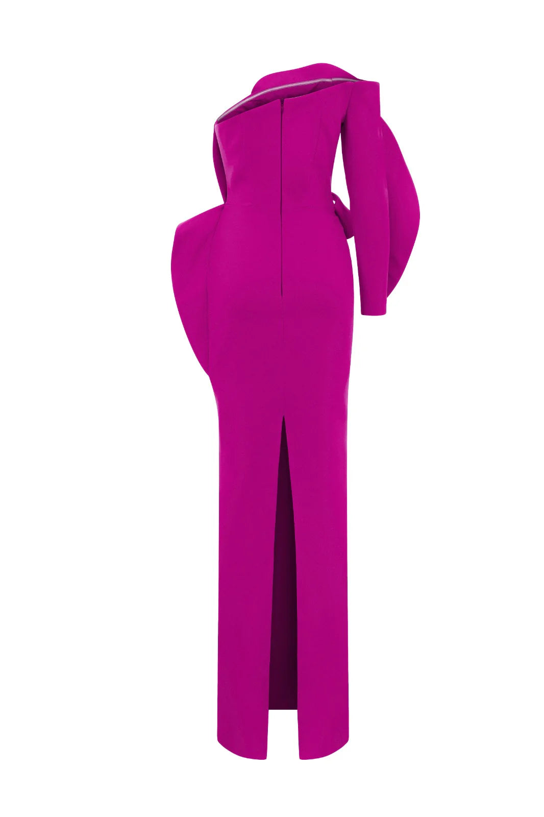 Nour Fathallah N0618 - Strapless Crepe Gown with Single Off-Shoulder Sleeve