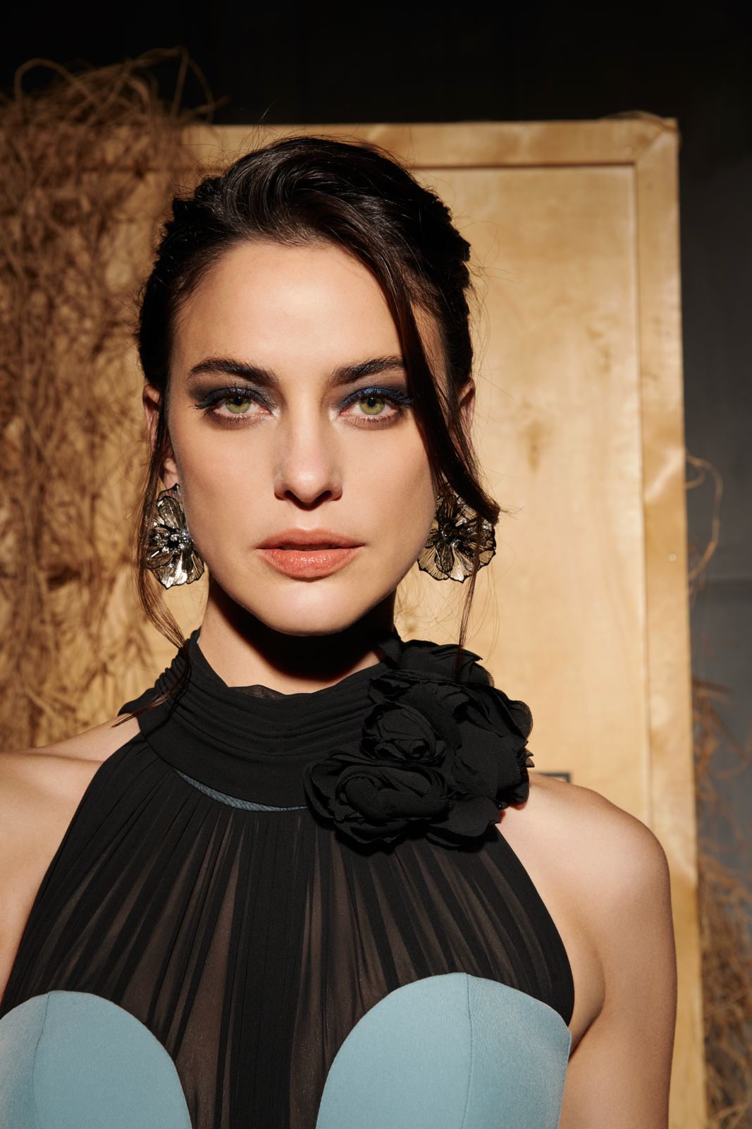 Nour Fathallah N0662 - Blue & Black Color Block Mermaid Gown