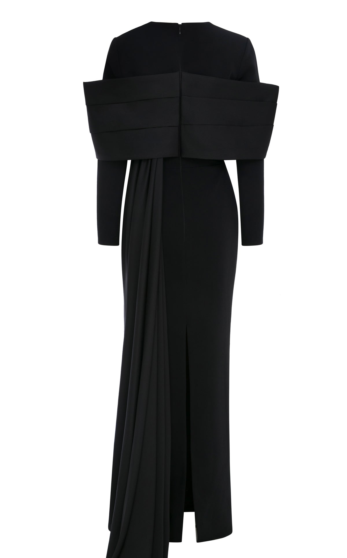 Nour Fathallah N0672 - Light Green Column Gown with Cape Train