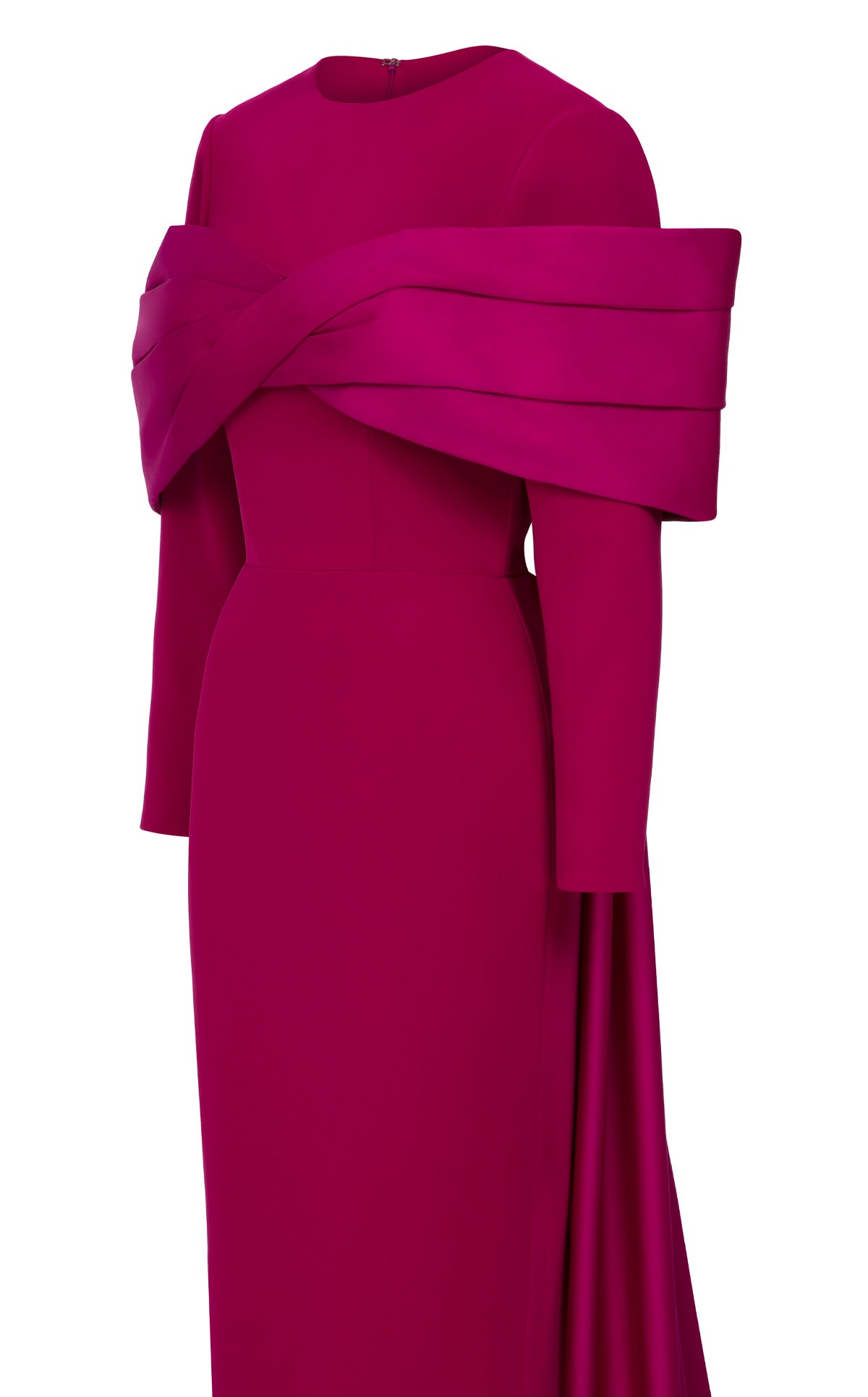 Nour Fathallah N0672 - Light Green Column Gown with Cape Train