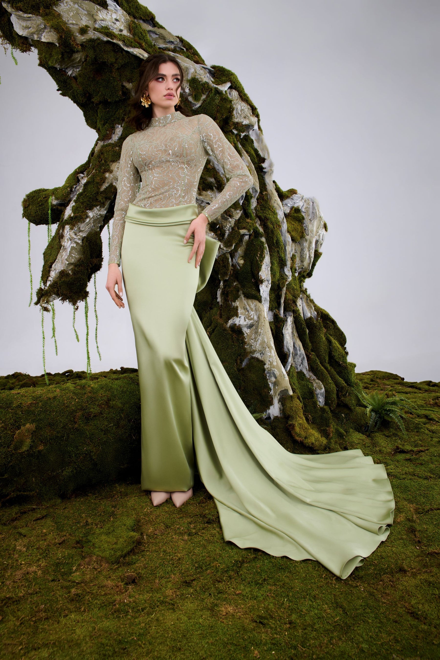 Nour Fathallah N0685 - Ethereal Gown with Refined Structural Design