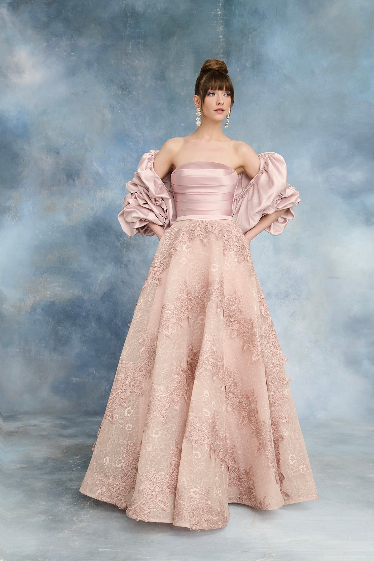 Nour Fathallah N0735 - Convertible Blush Gown with Removable Bolero