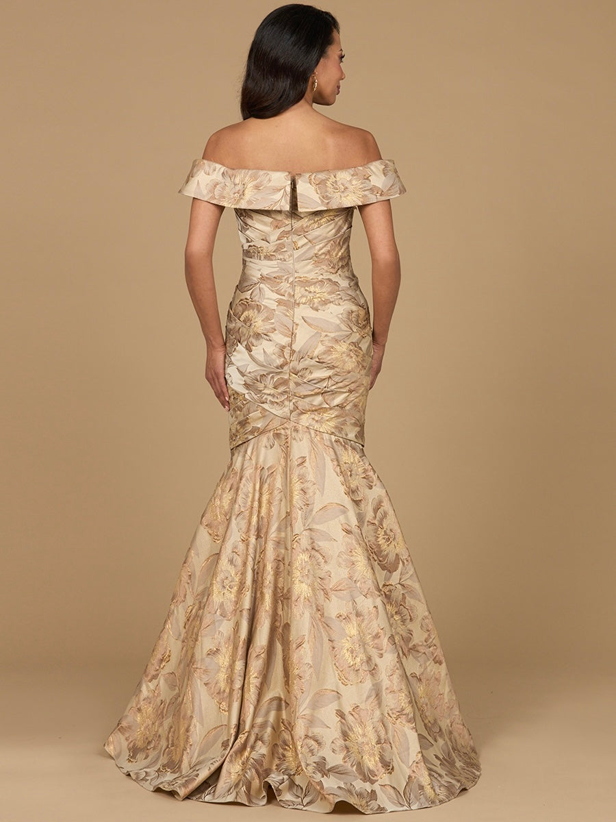 Off Shoulder Brocade Mermaid Gown 28920