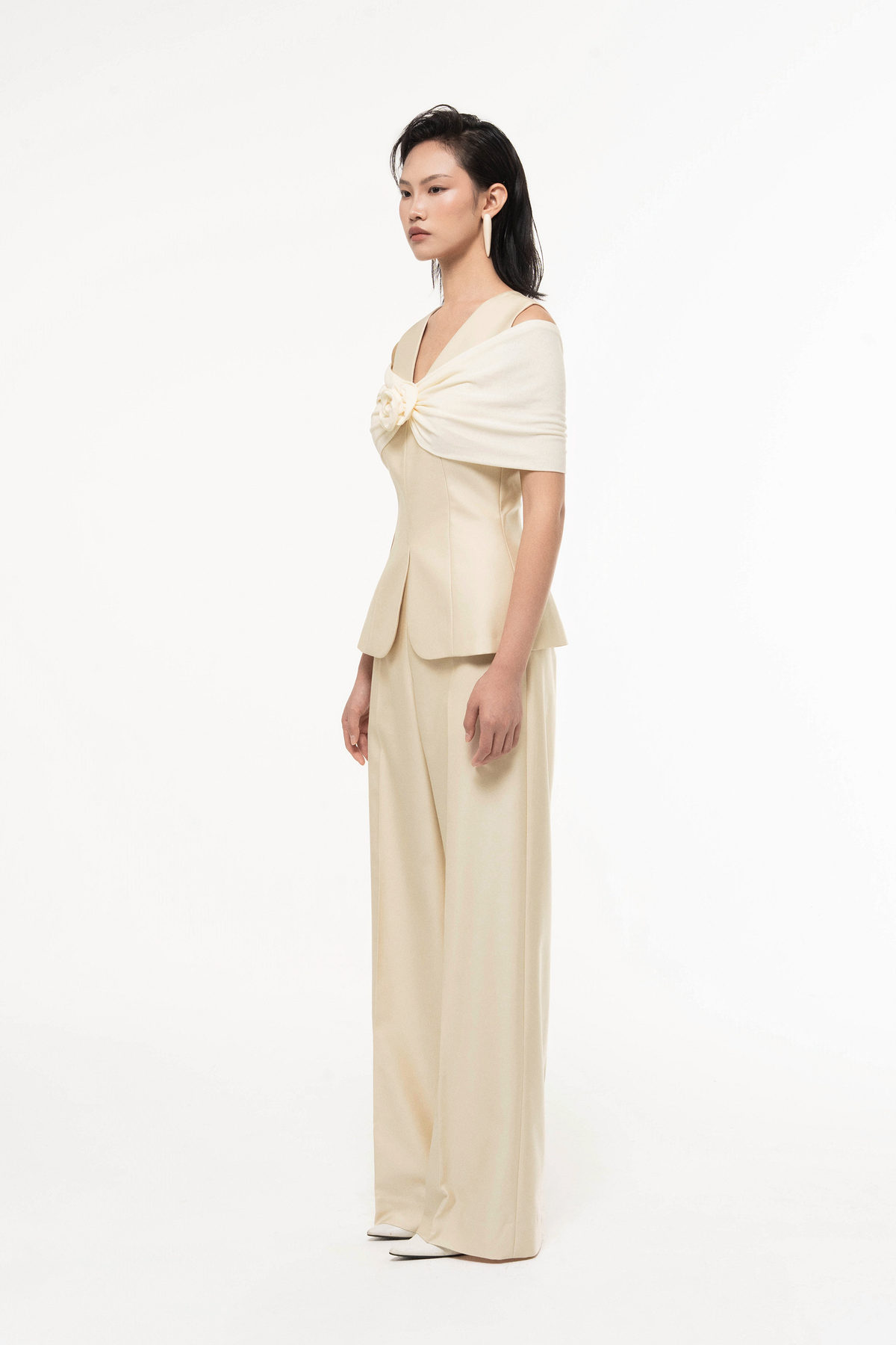 Off-Shoulder Draped Set Design