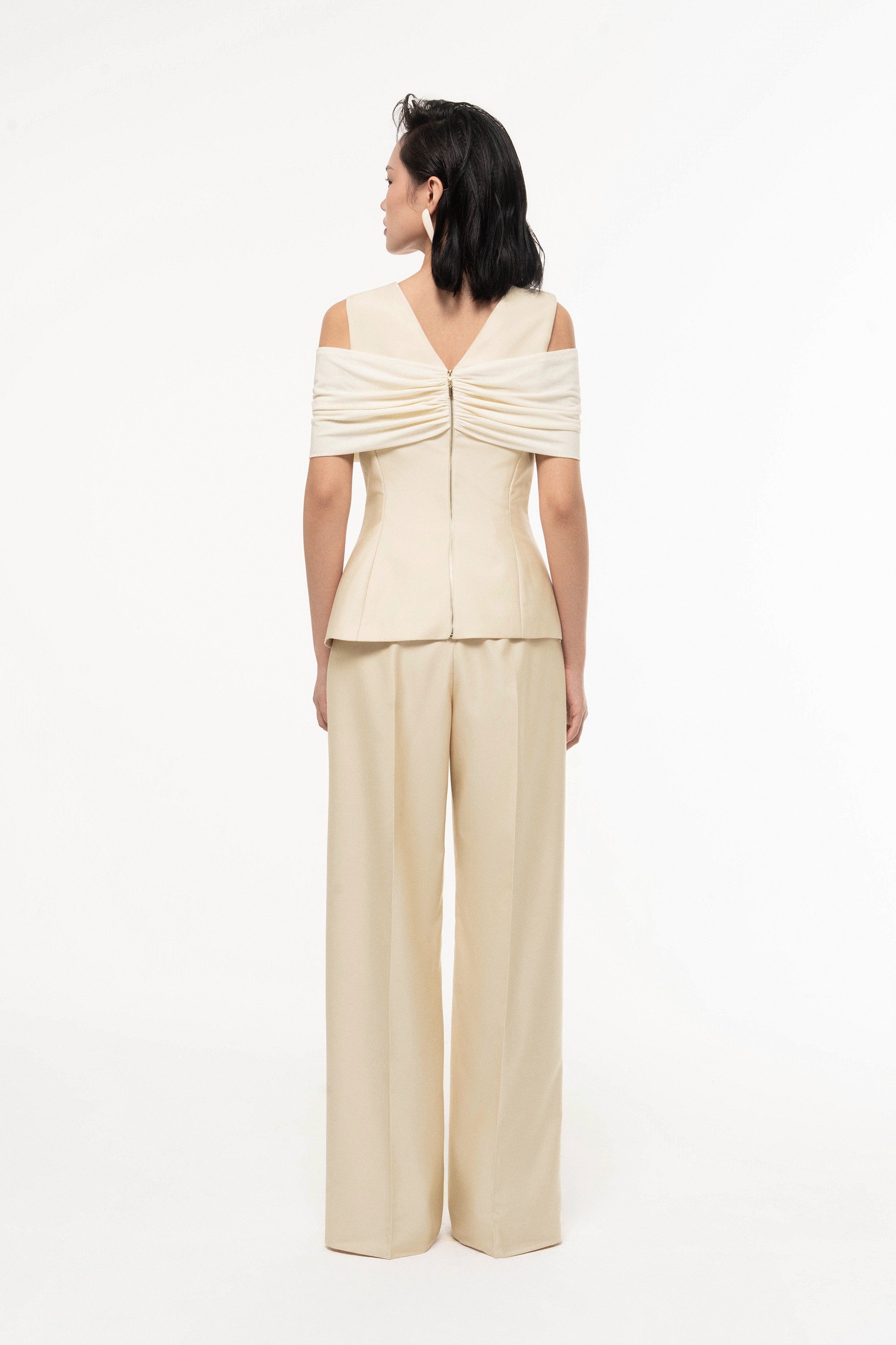 Off-Shoulder Draped Set Design