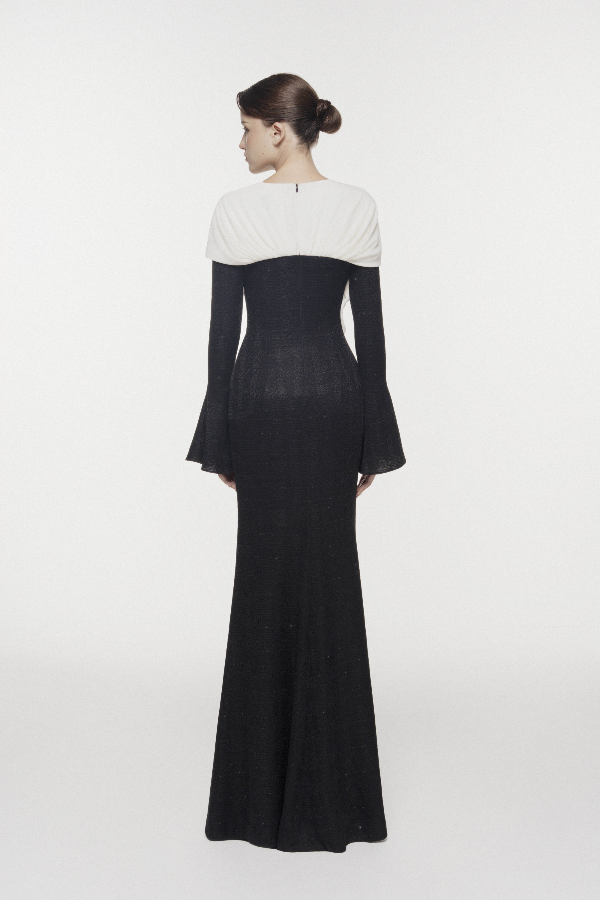 One-Shoulder Floral Draped Gown