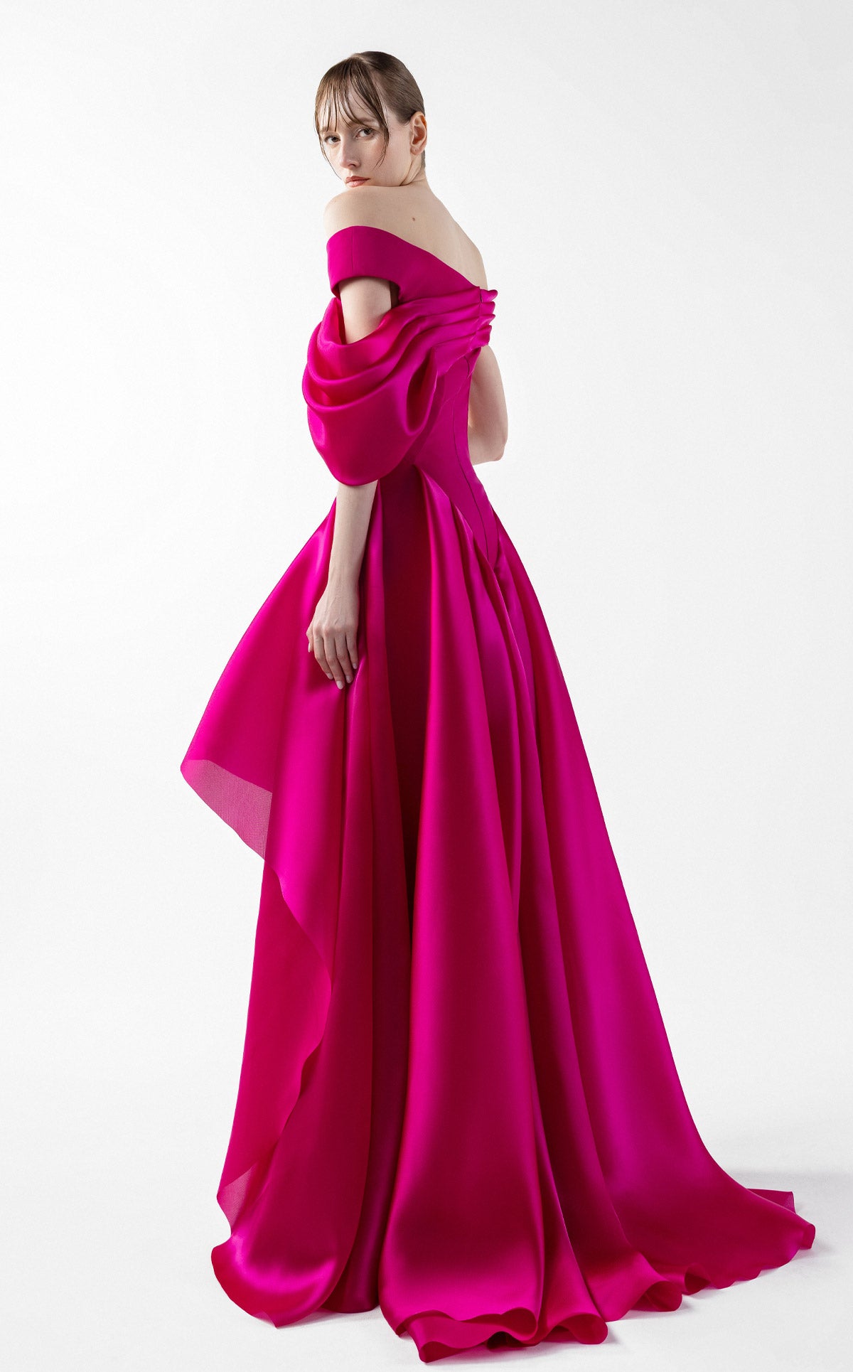 Opulent Fuscia Sculpted Gown G2018