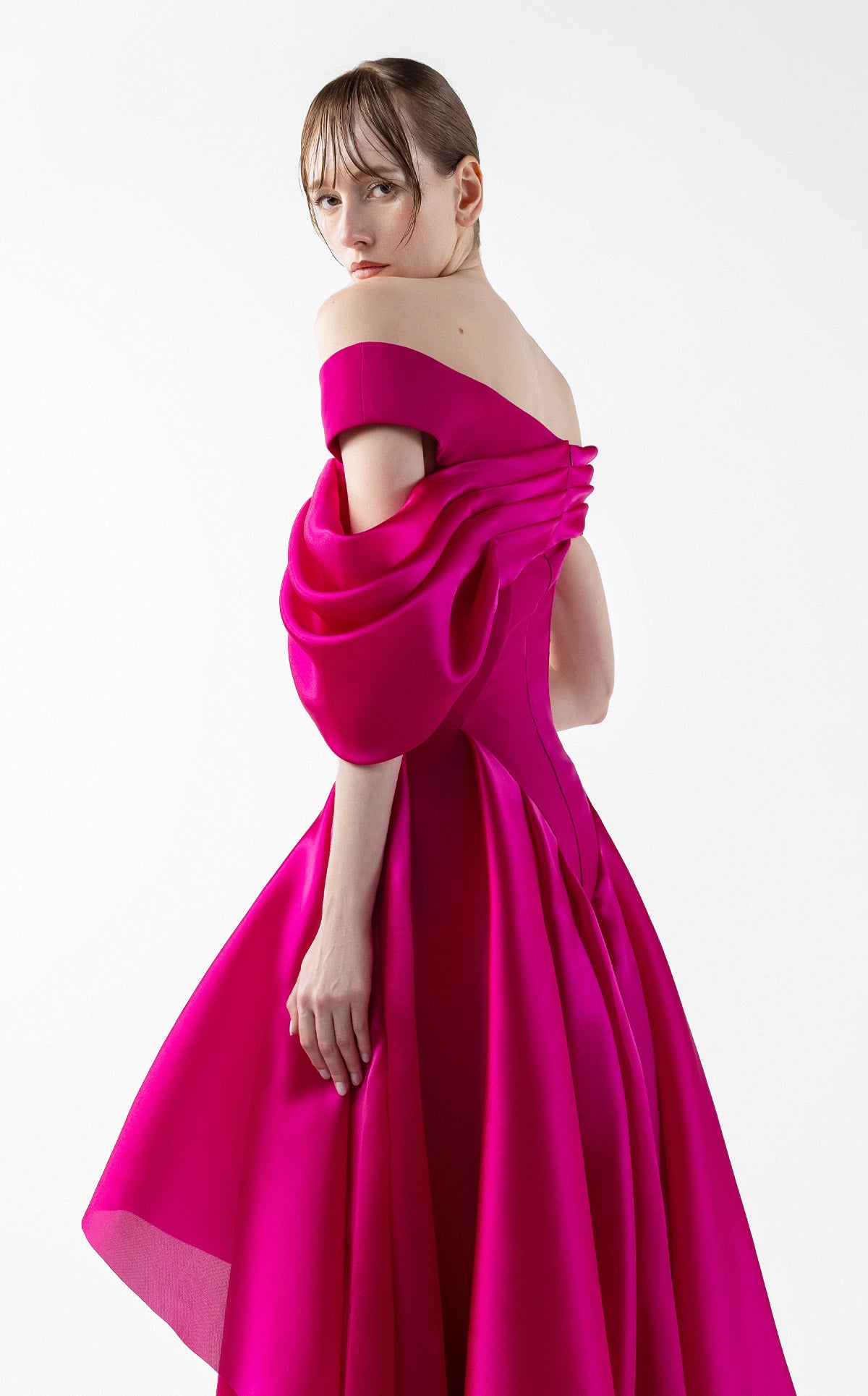 Opulent Fuscia Sculpted Gown G2018