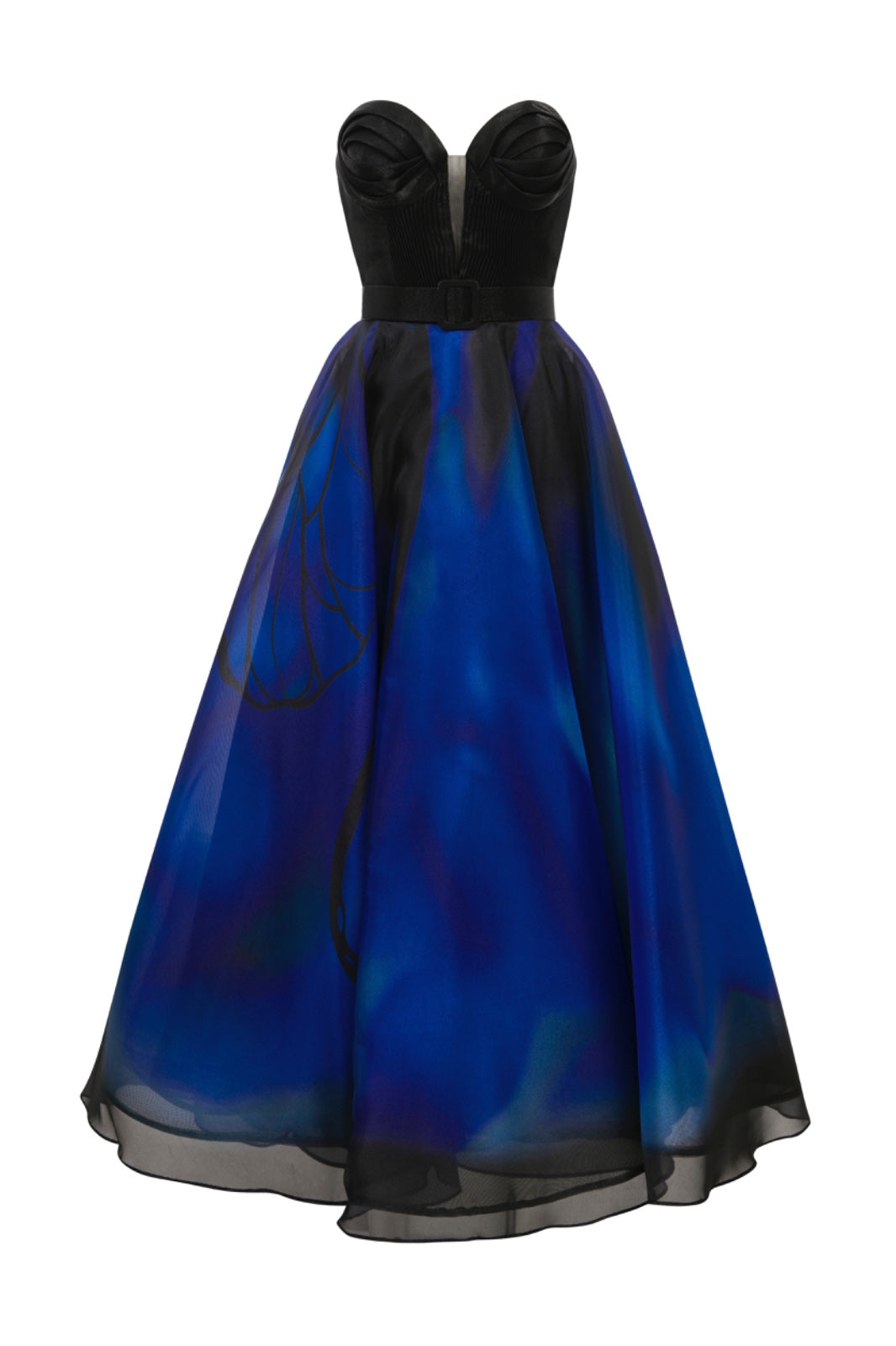 Fitted Evening Gown with Sheer Sleeves N0581