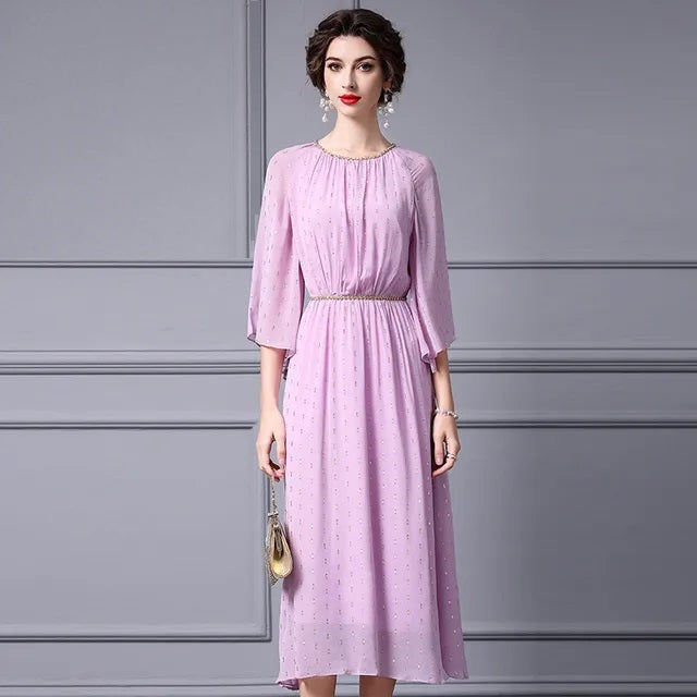 DRESS STYLE - SY537-Midi Dress-onlinemarkat-Pink-XS - US 2-onlinemarkat