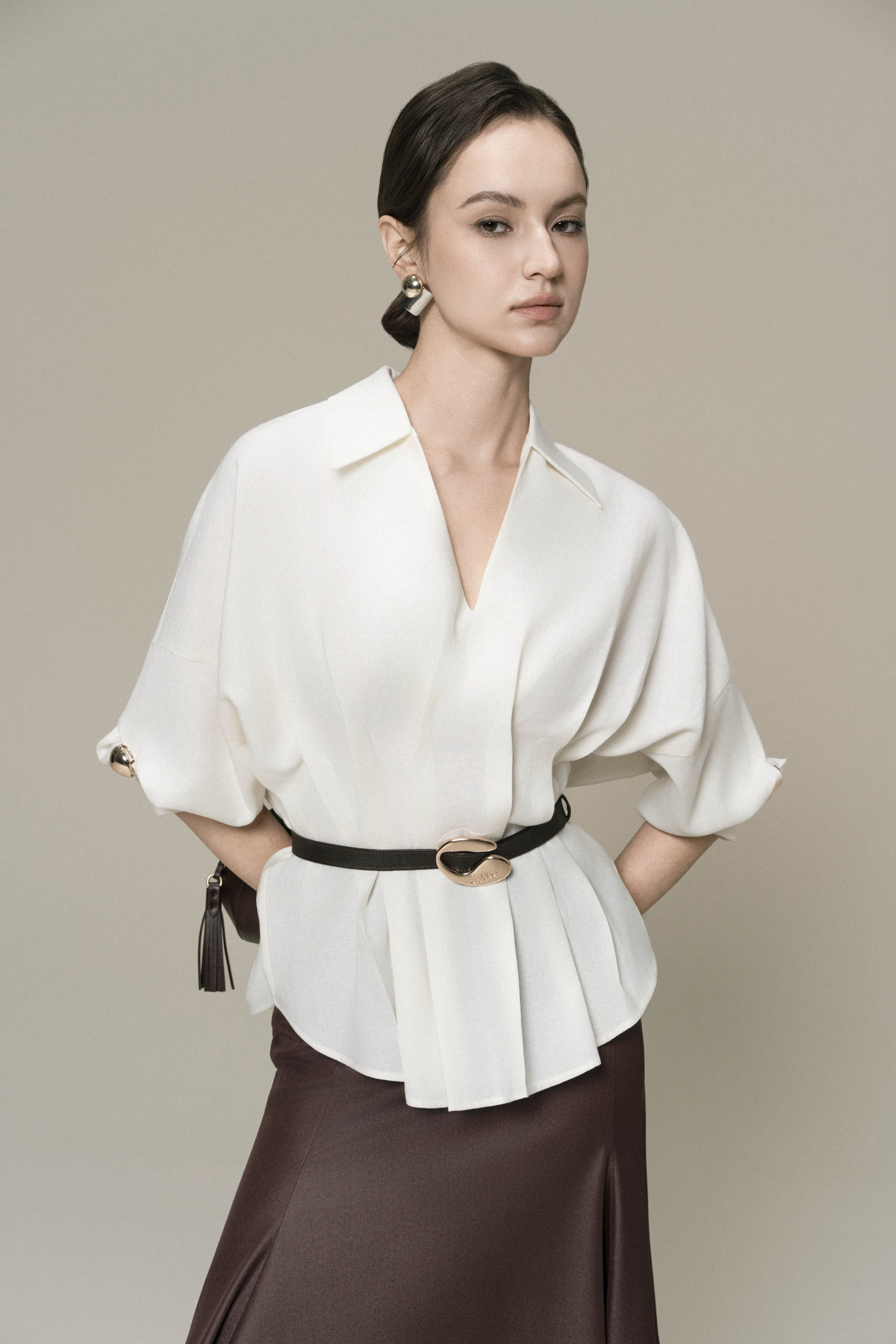 Plain Linen Top & Halo Fishtail Skirt in Chicory Coffee