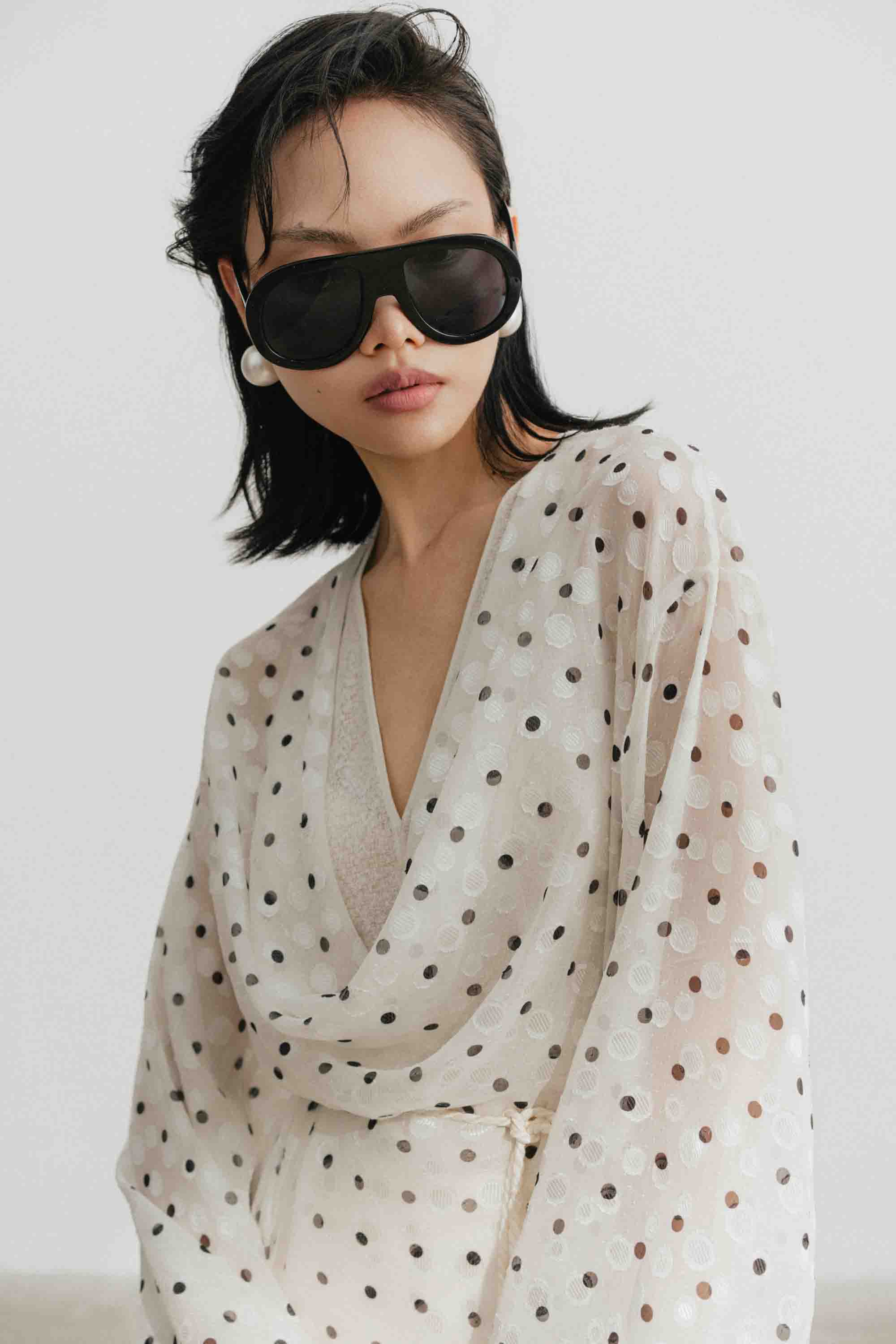 Polka Dot V-Neck Blouse