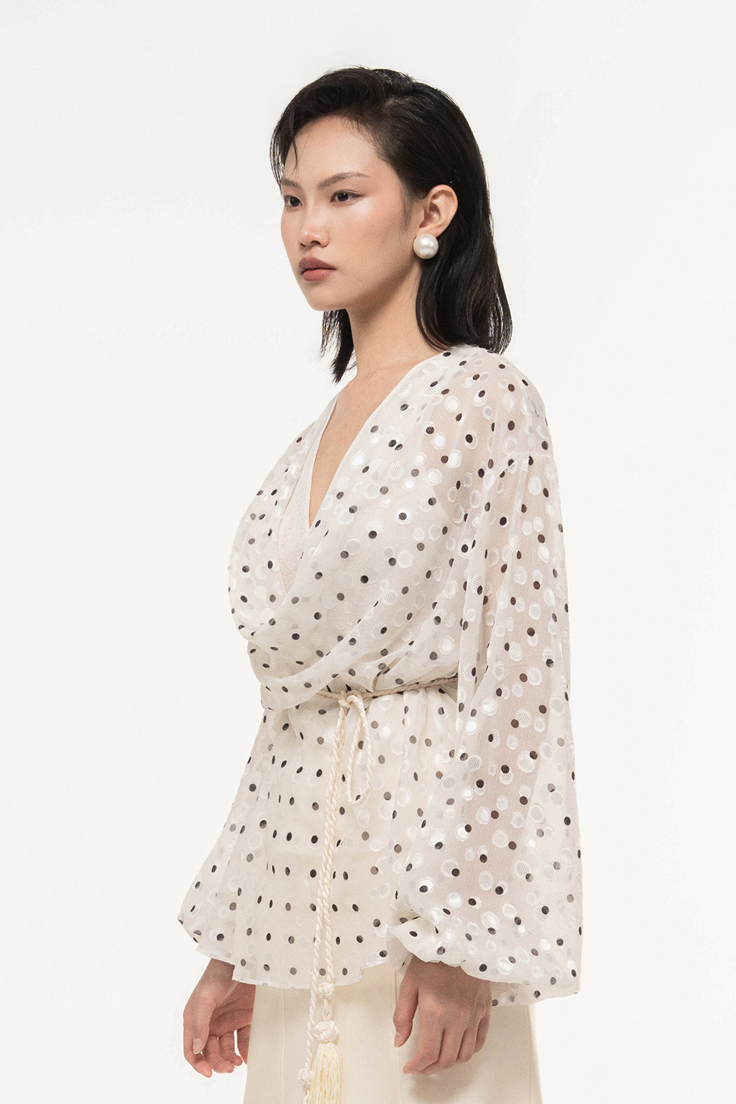 Polka Dot V-Neck Blouse