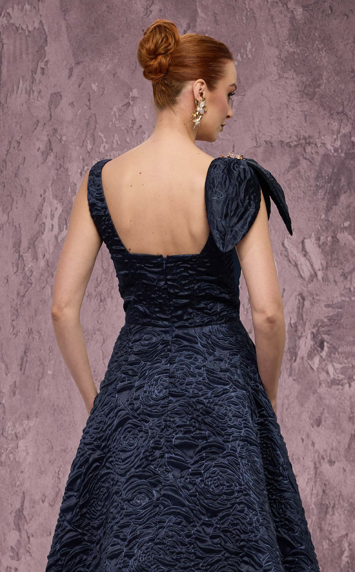 MNM Couture Q1150: Brocade Ballgown with Floral Accents