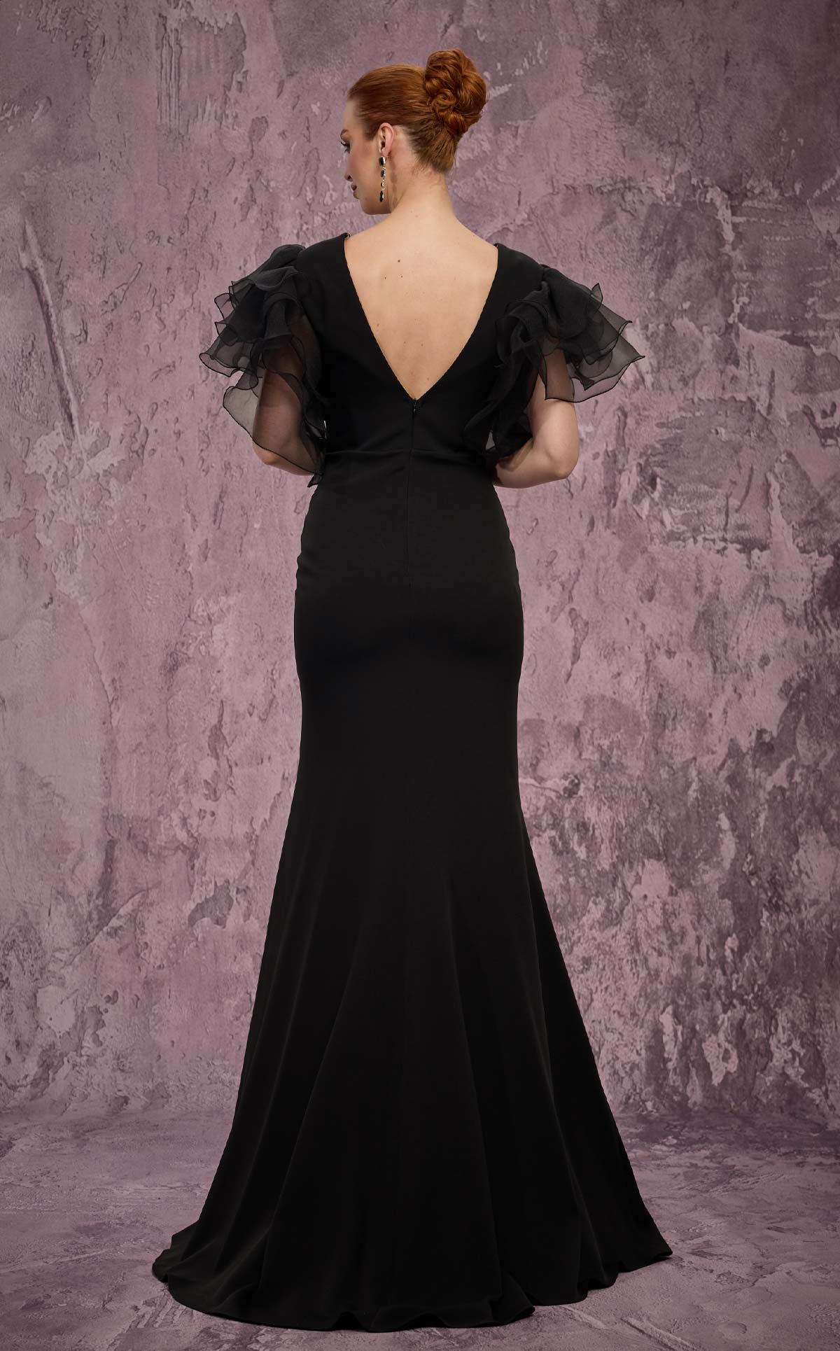 MNM Couture Q8022: Ruffled Sleeve Mermaid Gown