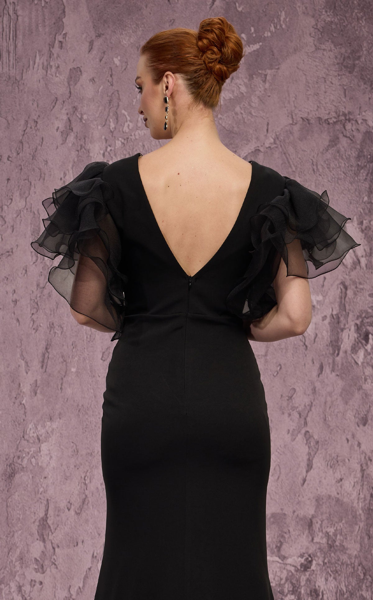 MNM Couture Q8022: Ruffled Sleeve Mermaid Gown