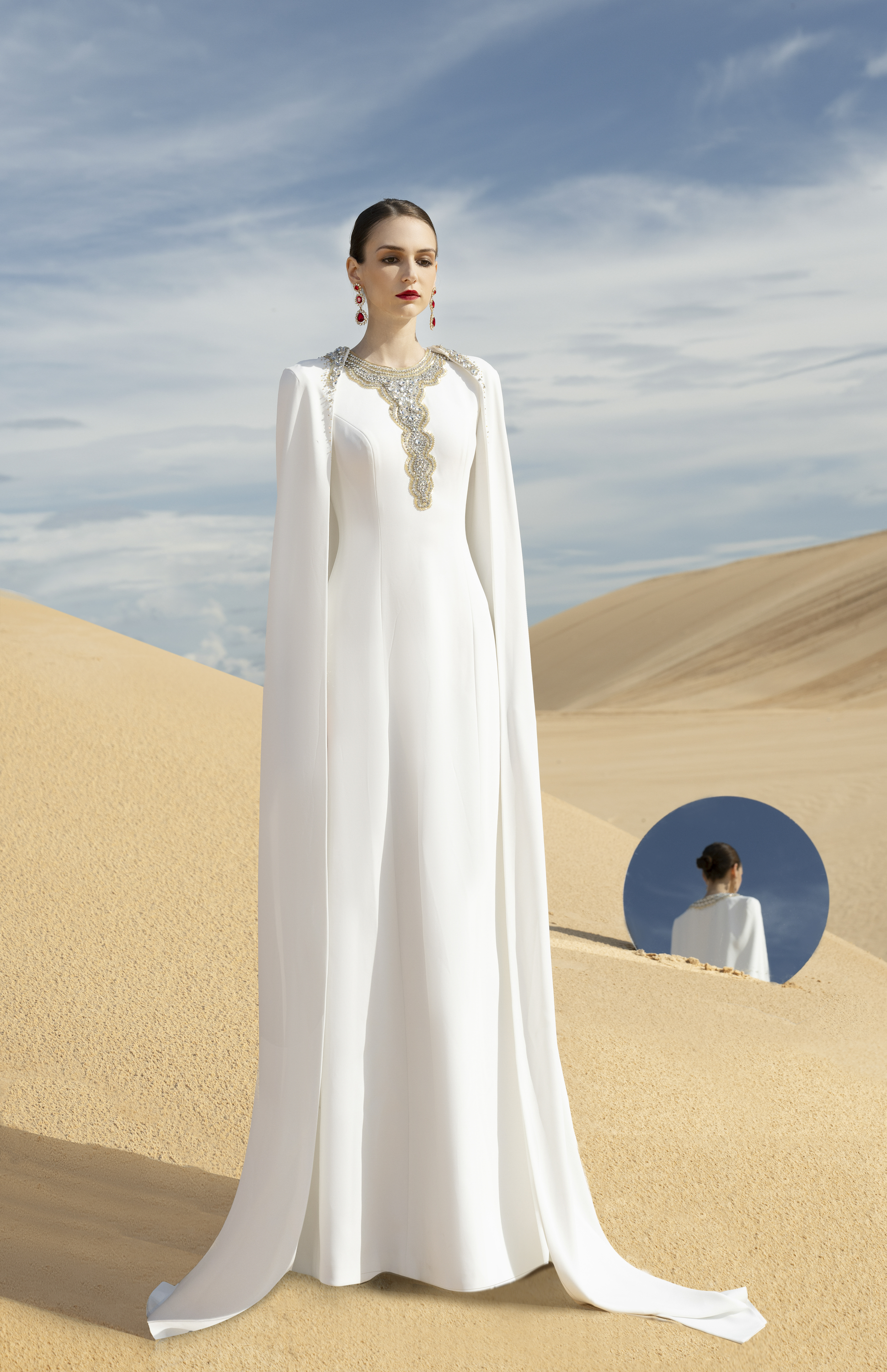 Reverie A-line Long Sleeved Velvet Satin Maxi Set