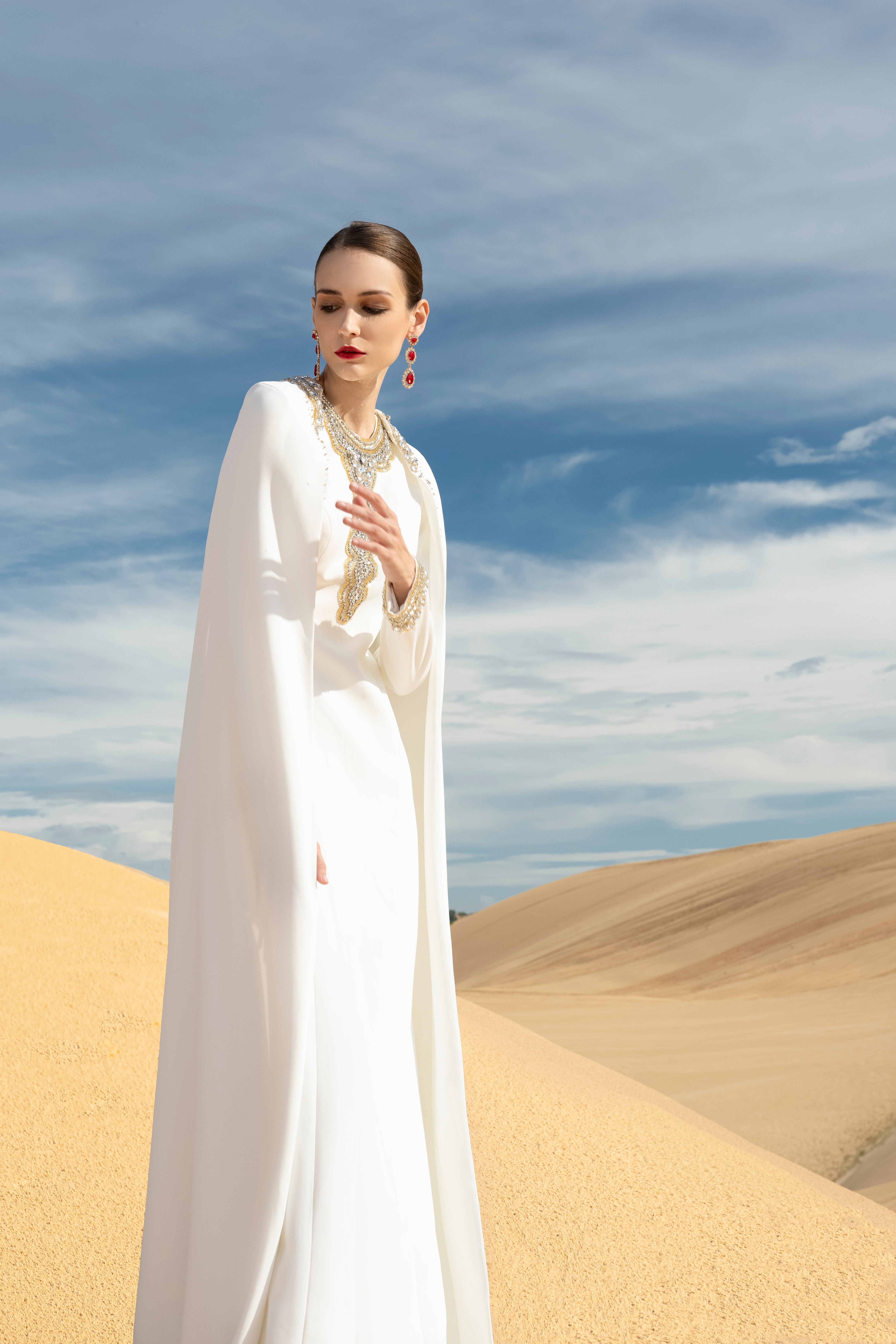 Reverie A-line Long Sleeved Velvet Satin Maxi Set
