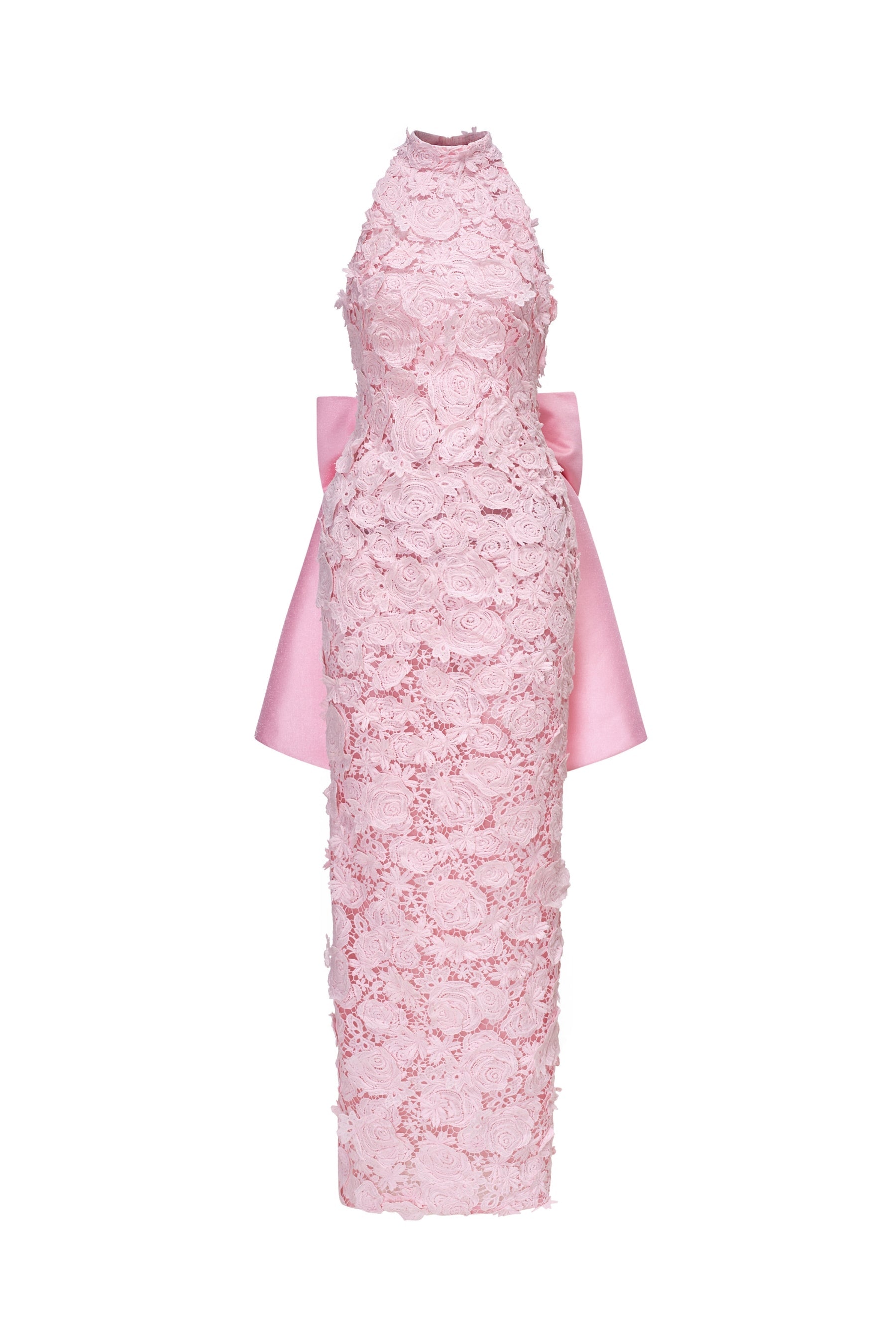 Roses Halter Lace Sheath Maxi Dress