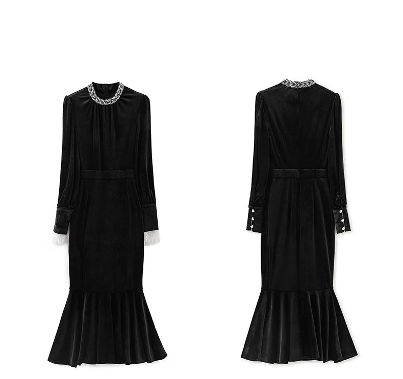 DRESS STYLE - NY3280-Midi Dress-onlinemarkat-black-XS - US 2-onlinemarkat