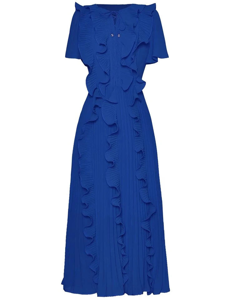 DRESS STYLE - SY630-Midi Dress-onlinemarkat-Blue-S - US 4-onlinemarkat