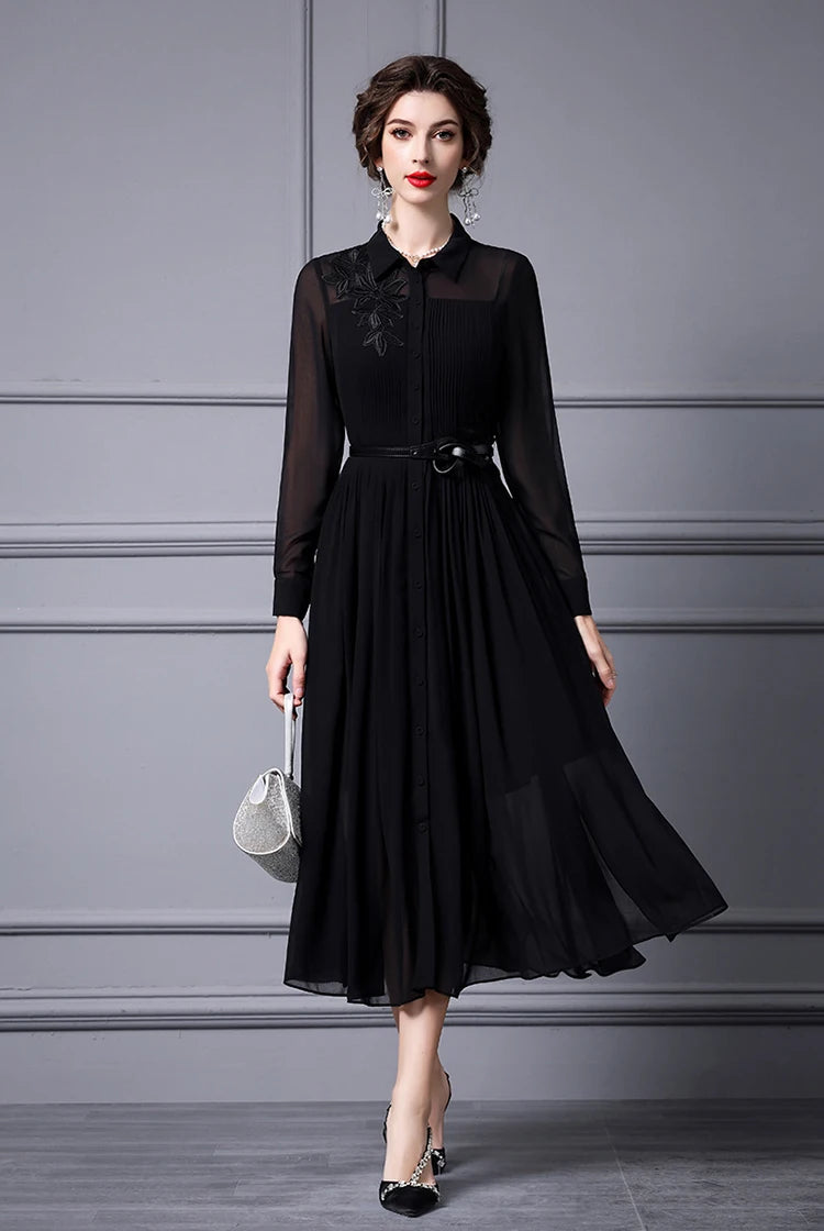 DRESS STYLE - SY520-Midi Dress-onlinemarkat-Black-XS - US 2-onlinemarkat