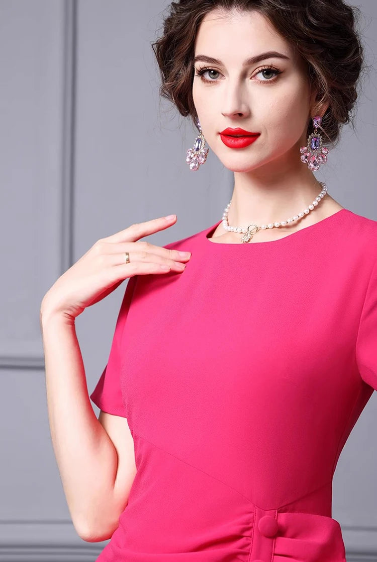 DRESS STYLE - SY598-short dress-onlinemarkat-Rose Red-XS - US 2-onlinemarkat