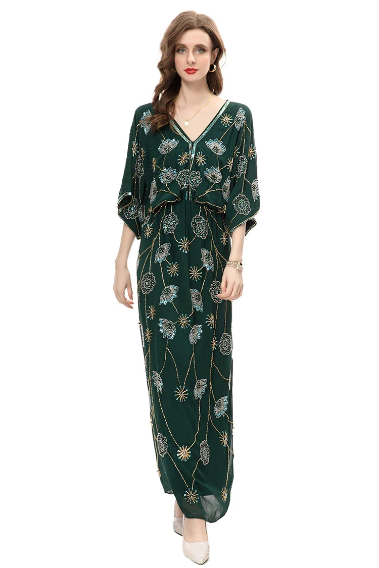 DRESS STYLE - NY3401-maxi dress-onlinemarkat-Dark Green-XS - US 2-onlinemarkat