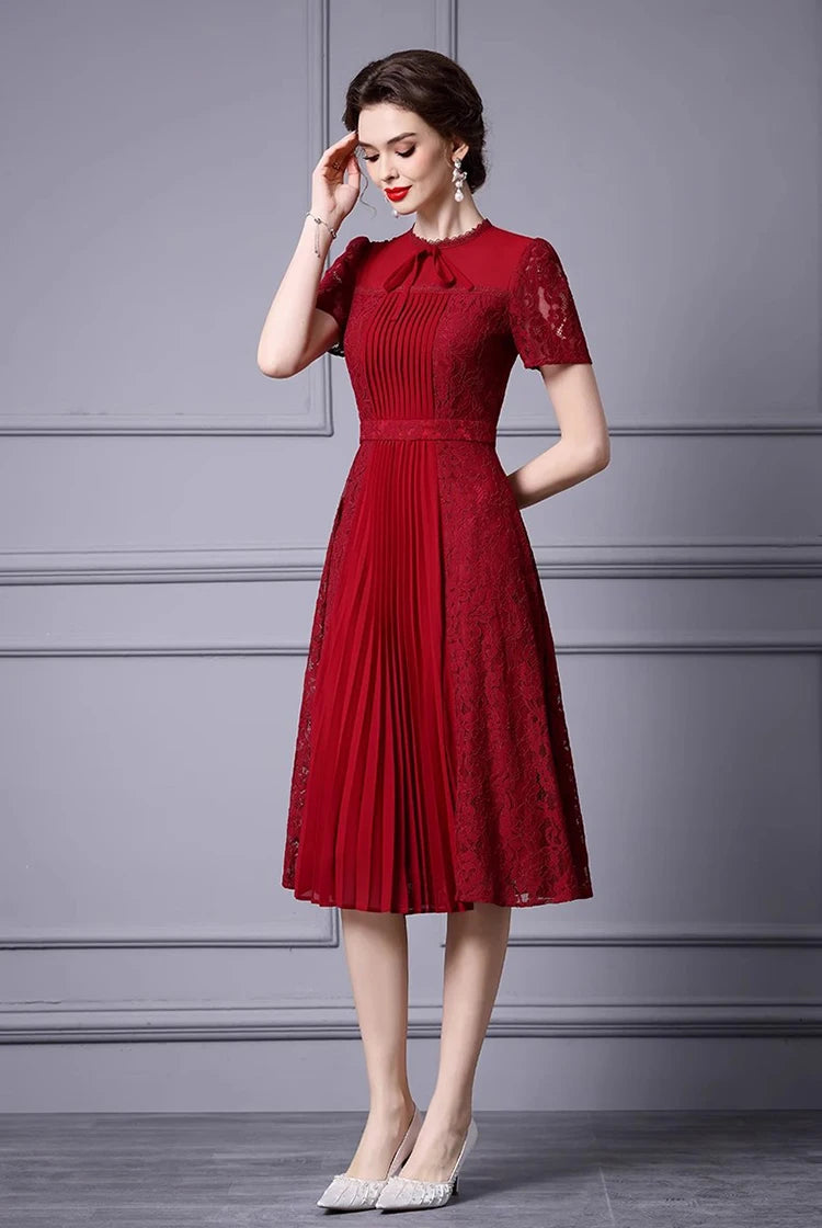 DRESS STYLE - SY748-Midi Dress-onlinemarkat-Claret-XS - US 2-onlinemarkat