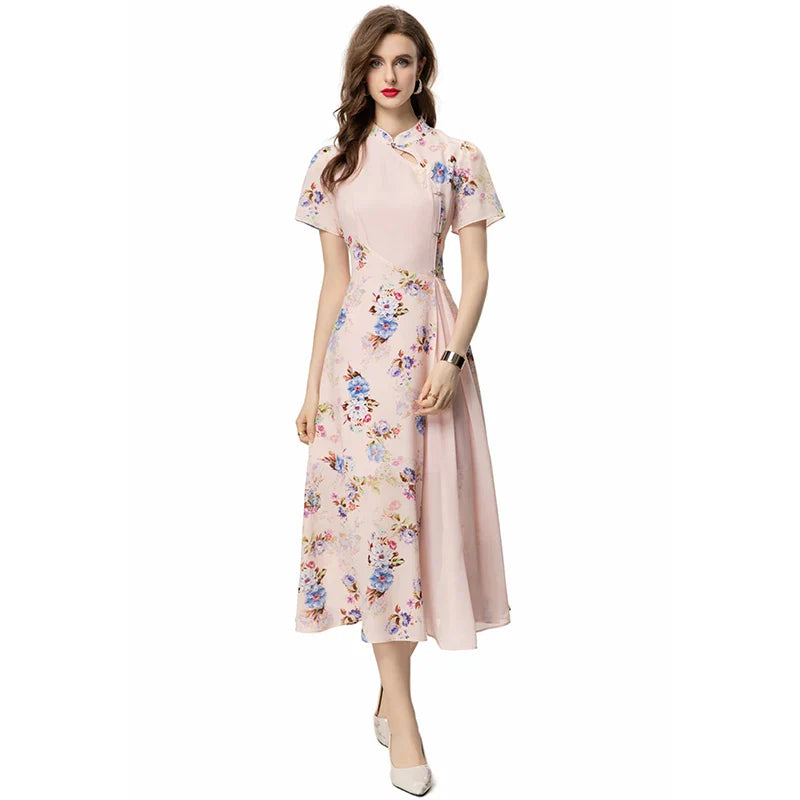 DRESS STYLE - SY887-Midi Dress-onlinemarkat-Pink-S - US 4-onlinemarkat