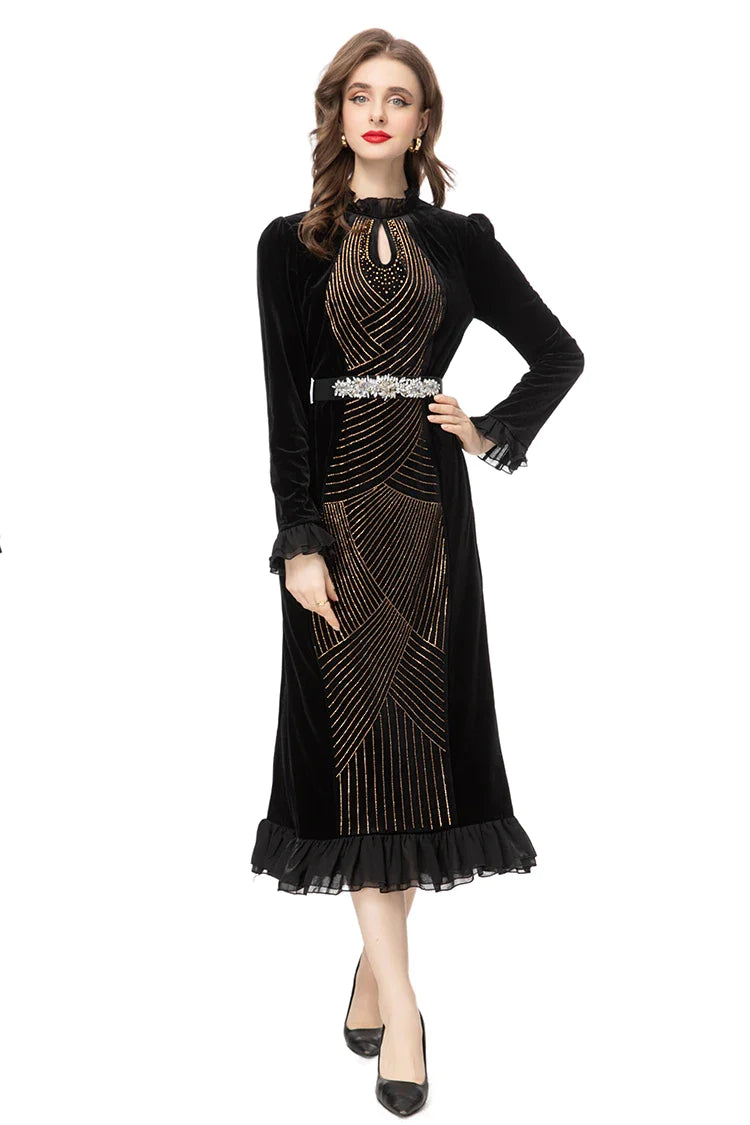 DRESS STYLE - SO253-Midi Dress-onlinemarkat-black-XS - US 2-onlinemarkat