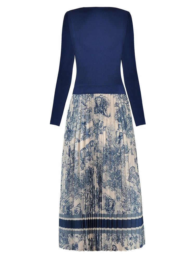 DRESS STYLE - NY3382-Midi Dress-onlinemarkat-Navy Blue-One Size-onlinemarkat