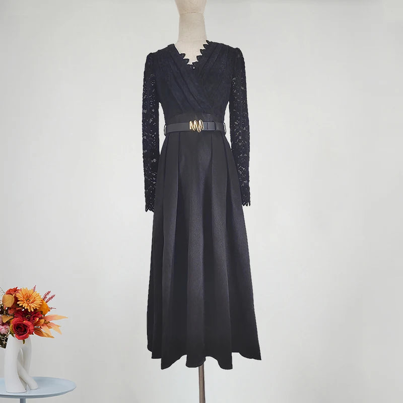 DRESS STYLE - SY697-Midi Dress-onlinemarkat-black-XS - US 2-onlinemarkat