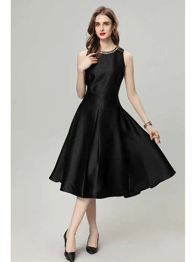DRESS STYLE - SY656-Midi Dress-onlinemarkat-Black-XS - US 2-onlinemarkat