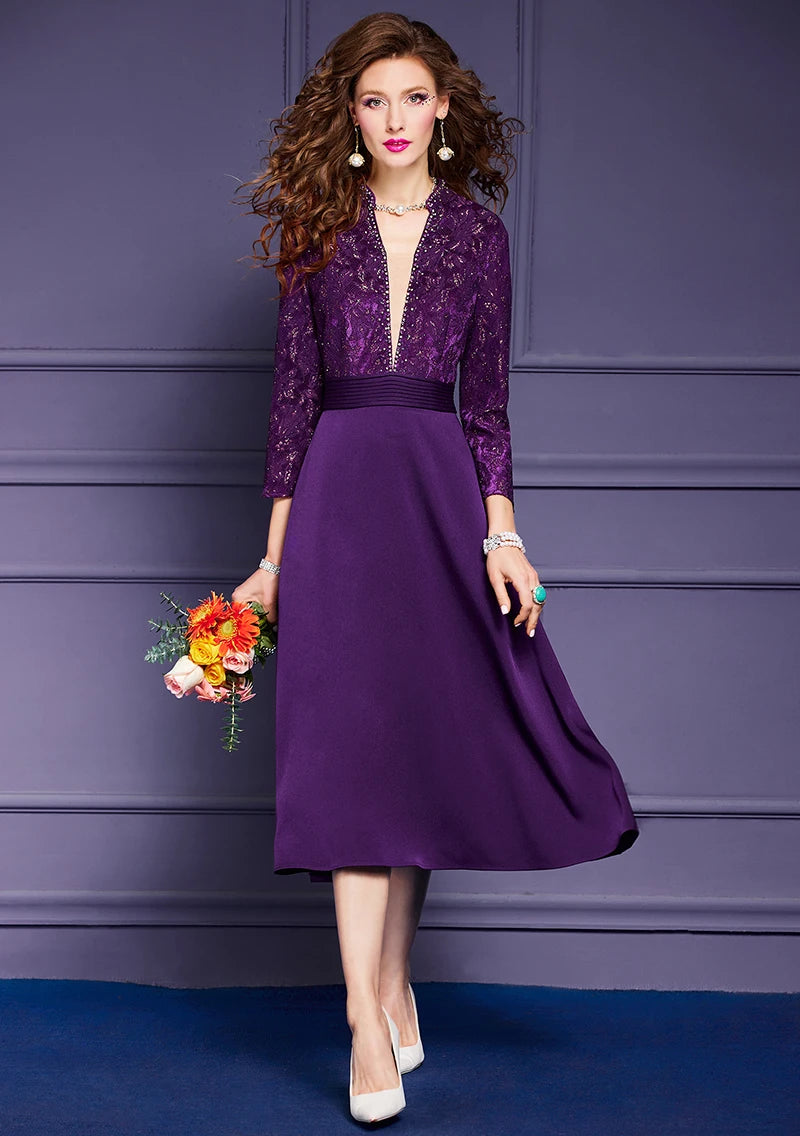 DRESS STYLE - SY675-Midi Dress-onlinemarkat-Purple-XS - US 2-onlinemarkat