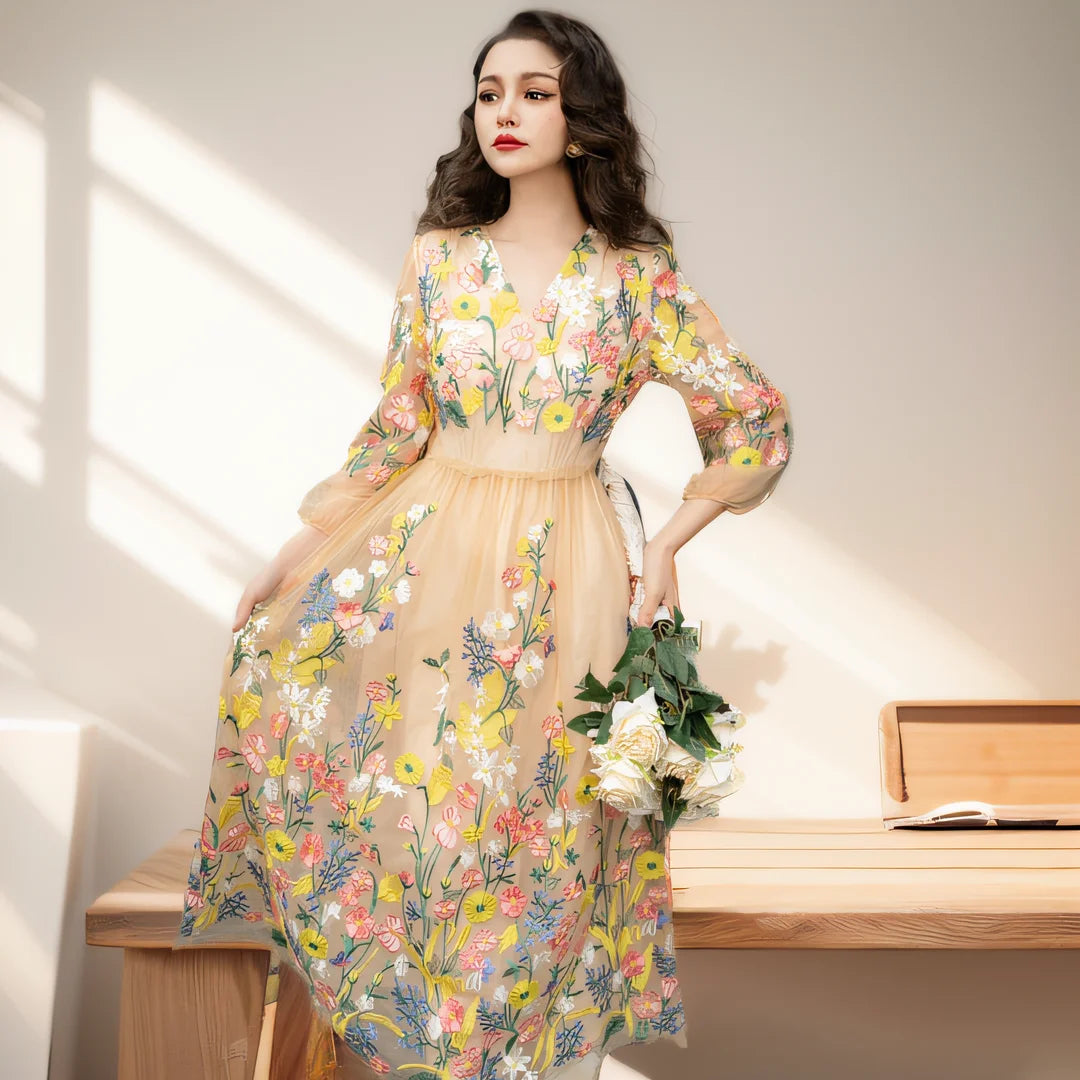 DRESS STYLE - SY677-Midi Dress-onlinemarkat-floral-XS - US 2-onlinemarkat